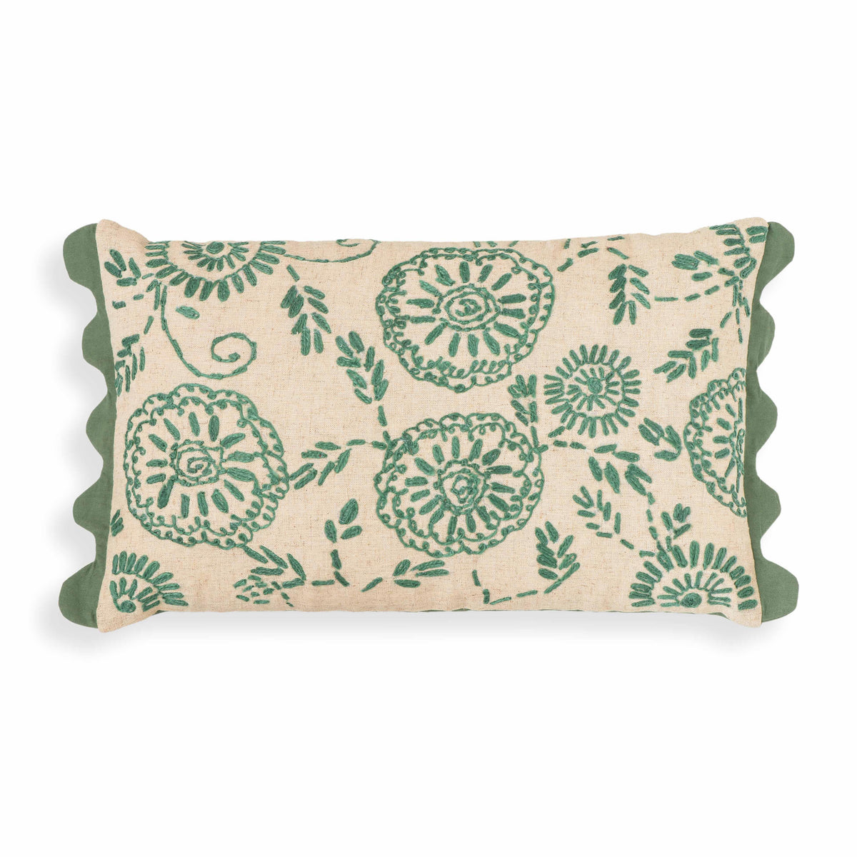 Portia 20"X12" Embroidered Cotton Flex Throw Pillow Cover