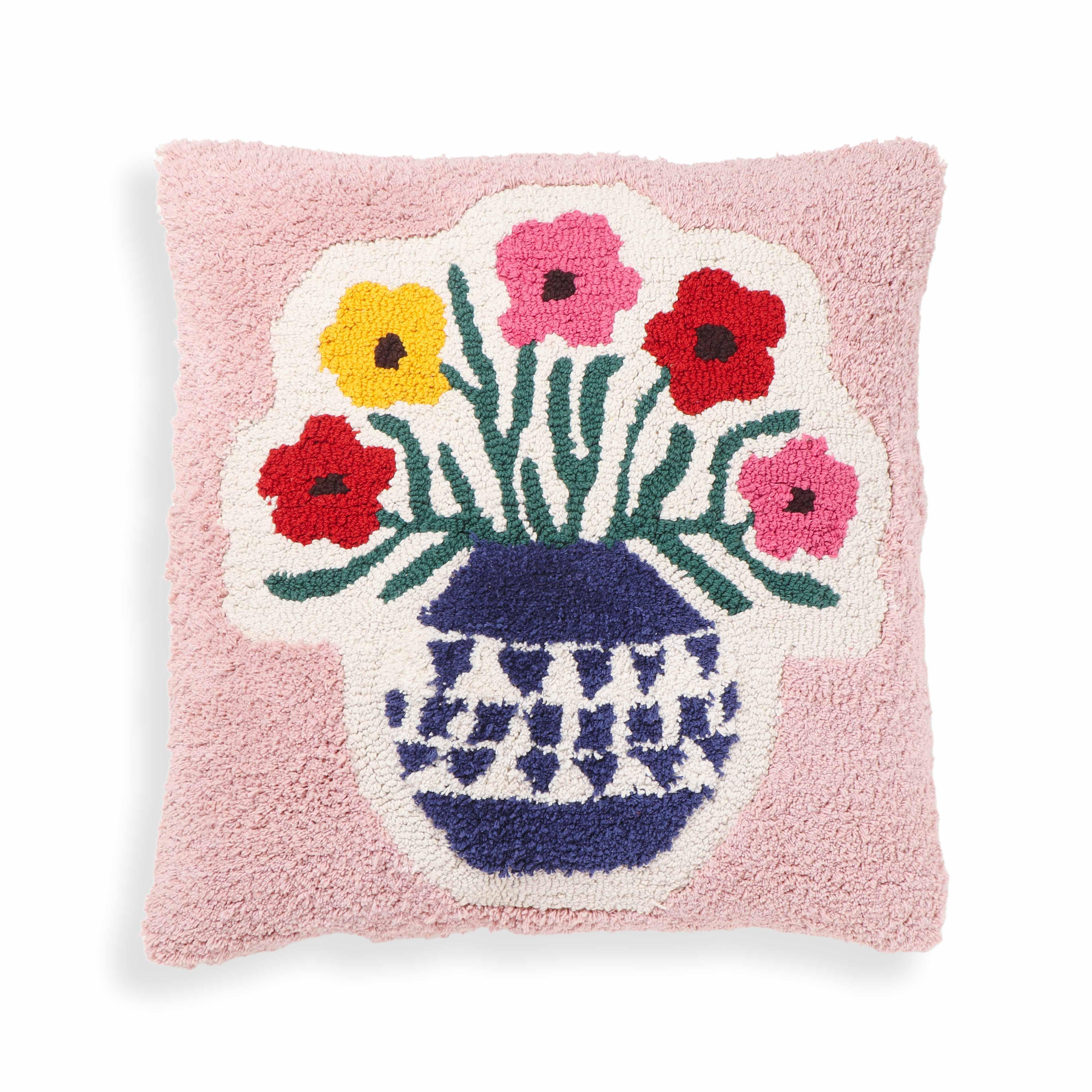 Blossom 20" Tufted Cotton Square Throw Pillow Cover