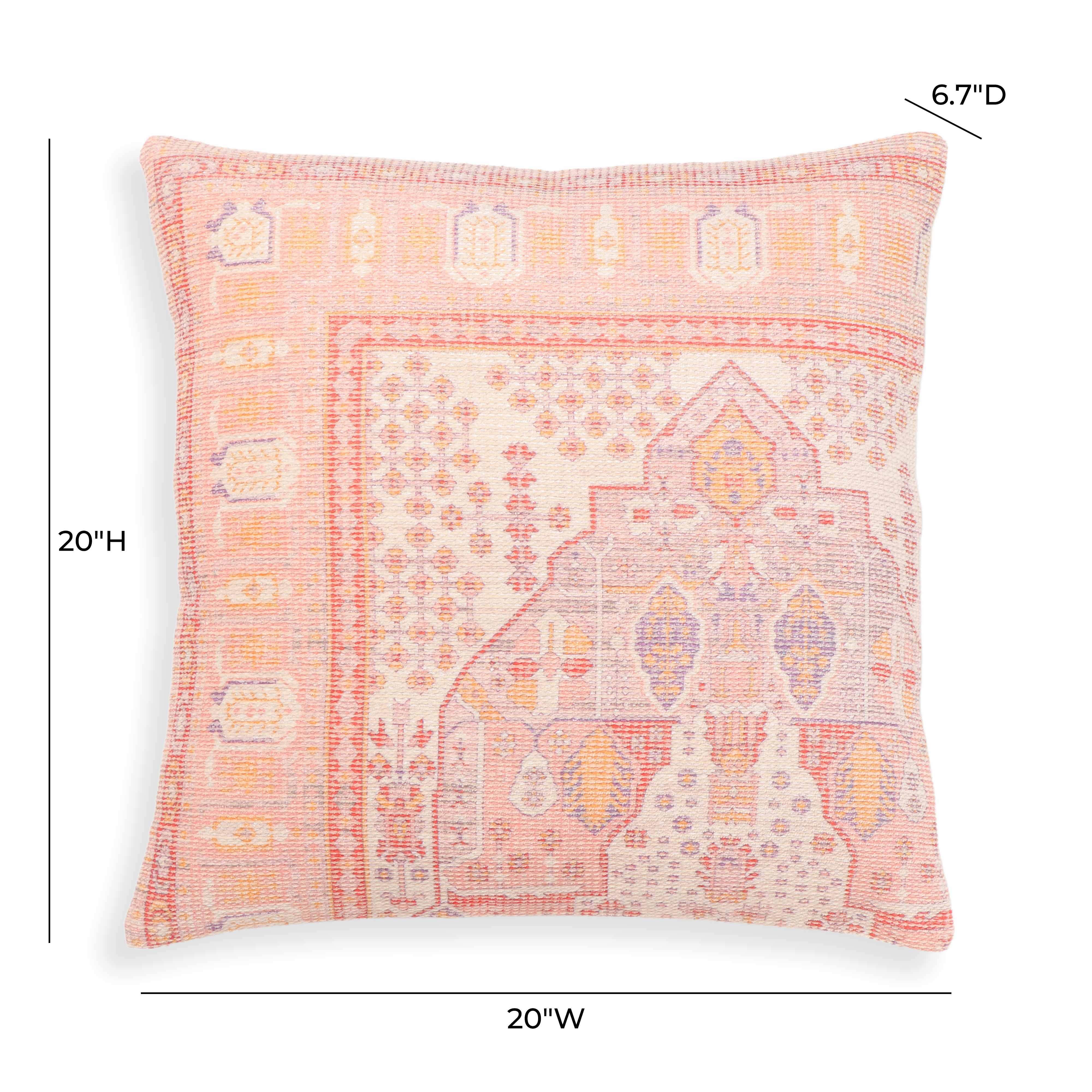 Persia 20" Pink Square Throw Pillow Cover