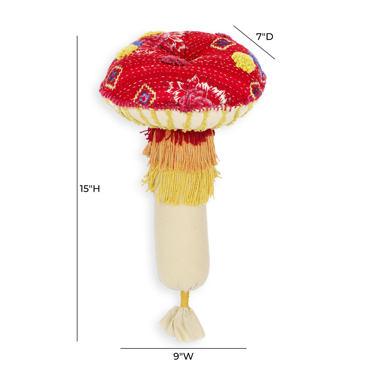 Mushroom 9"X15" Hand Sewn Throw Pillow