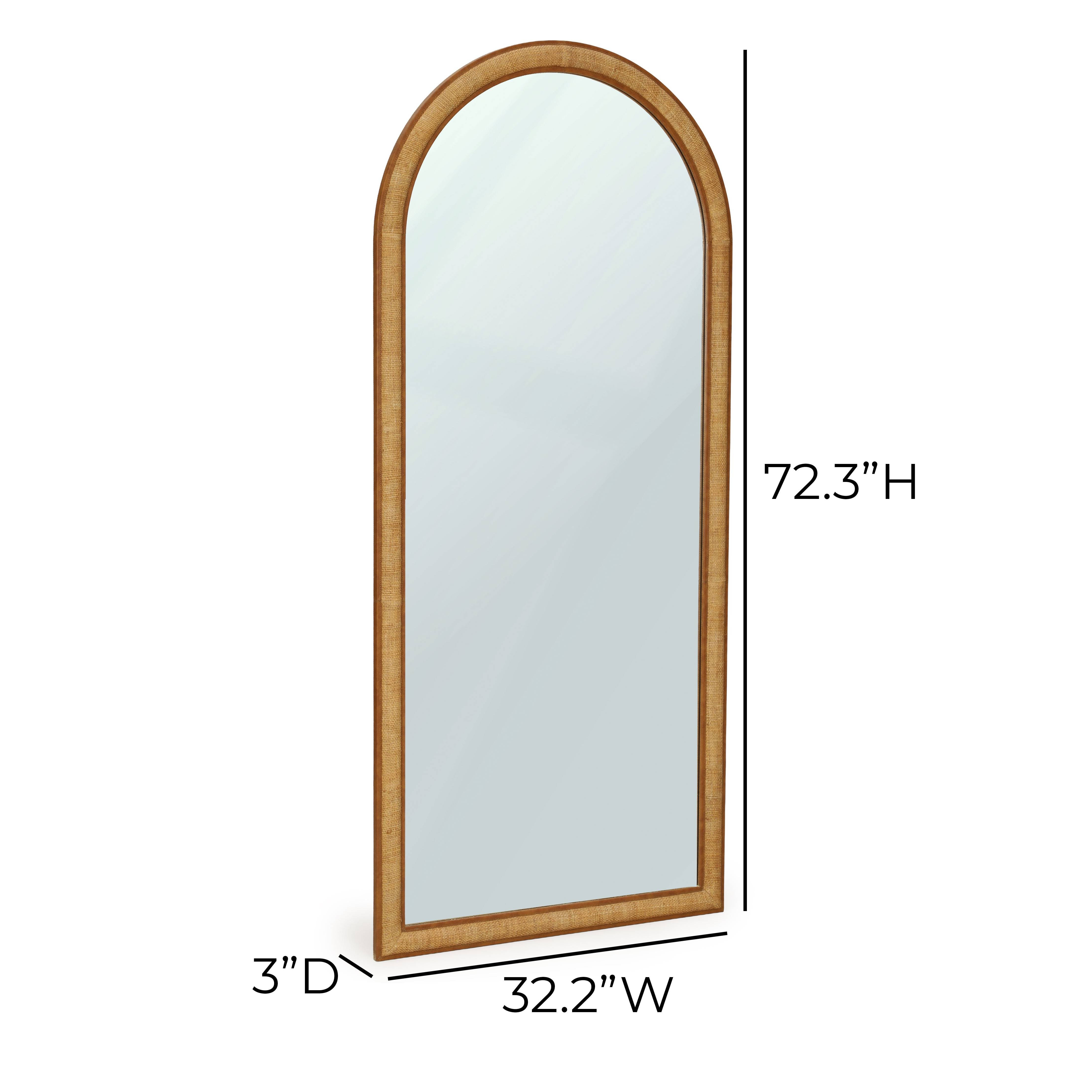 Arch 72" Natural Raffia Contract-Grade Floor Mirror
