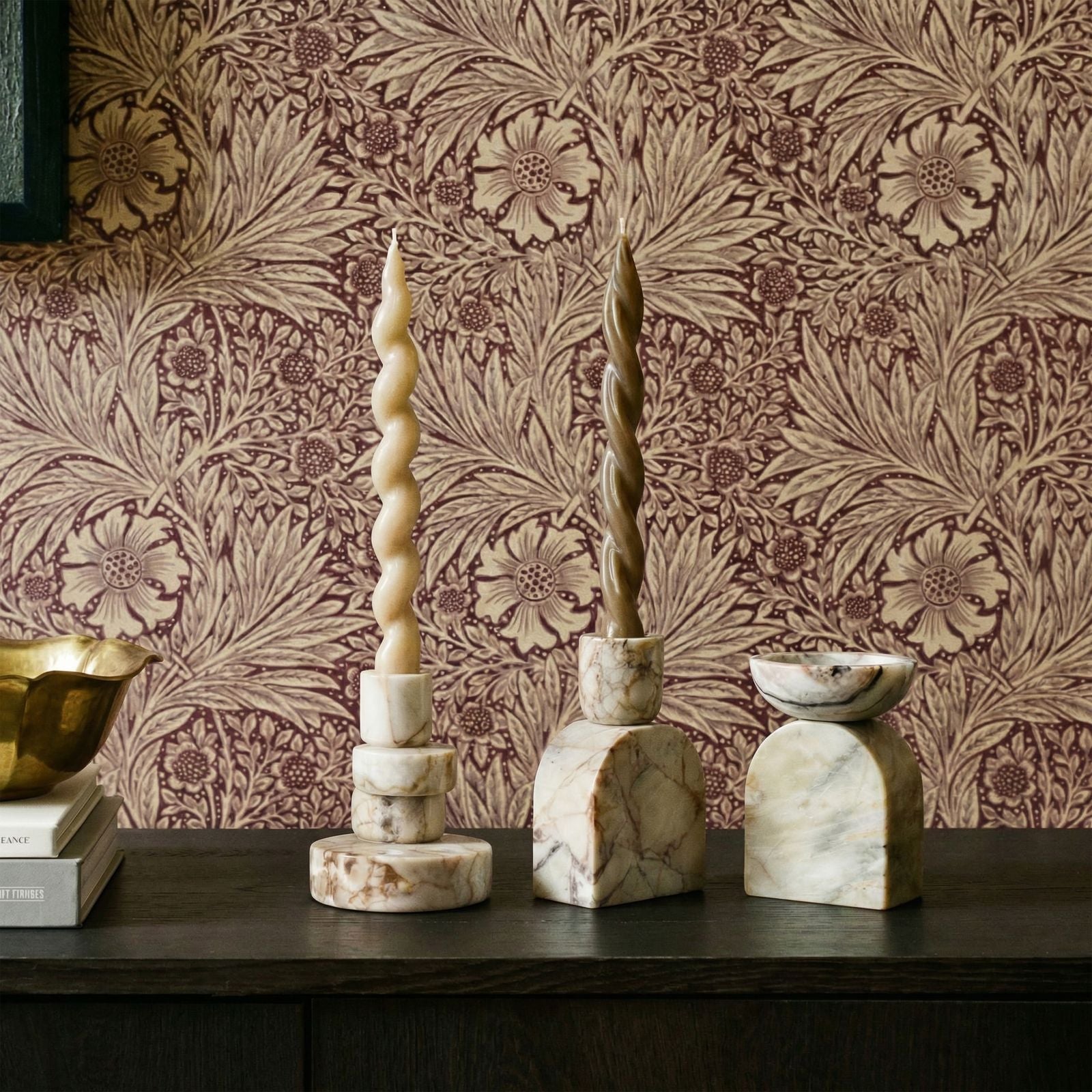 Marble White Brown Foundation Candle Holder