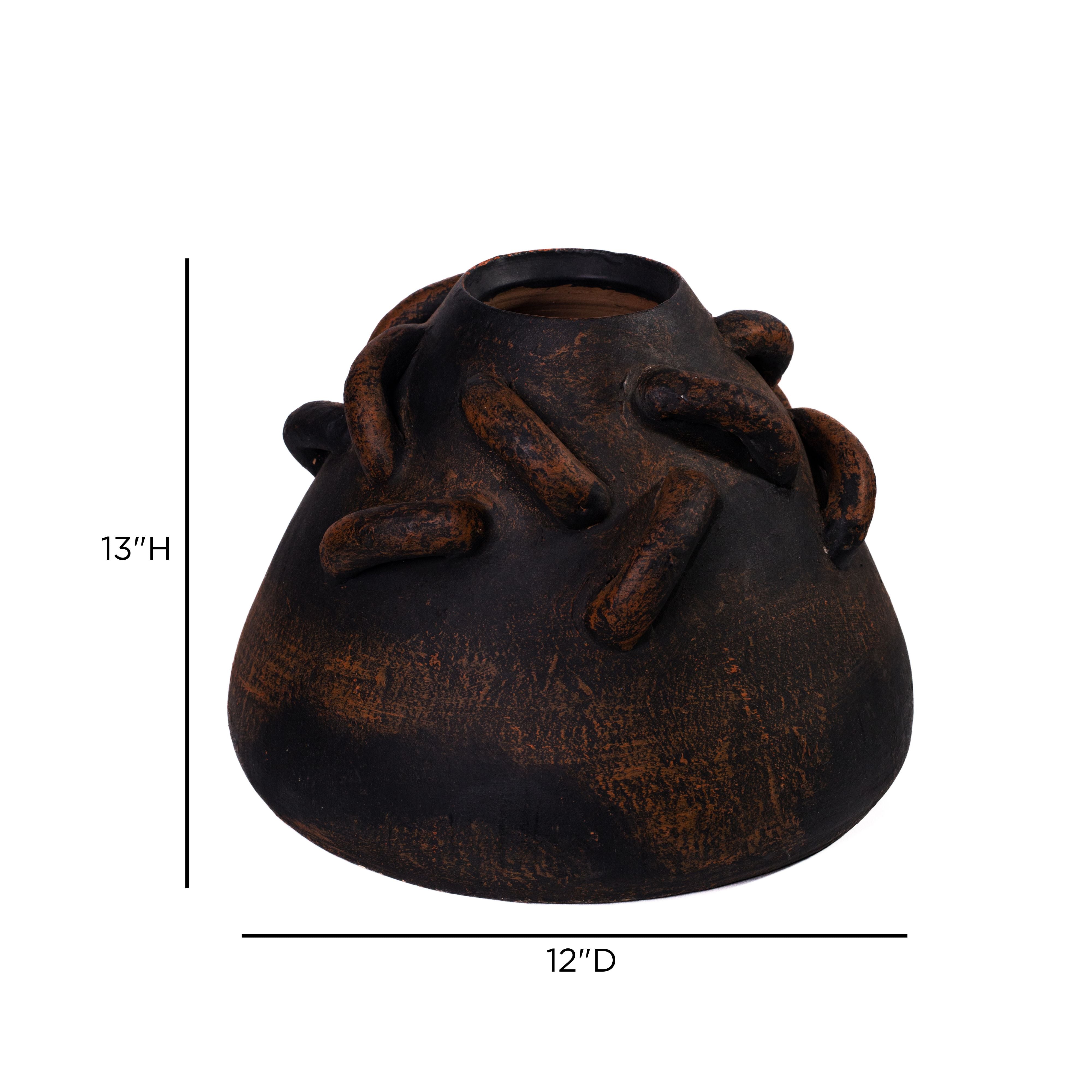 Visha Roped Dark Terracotta Decorative Vase