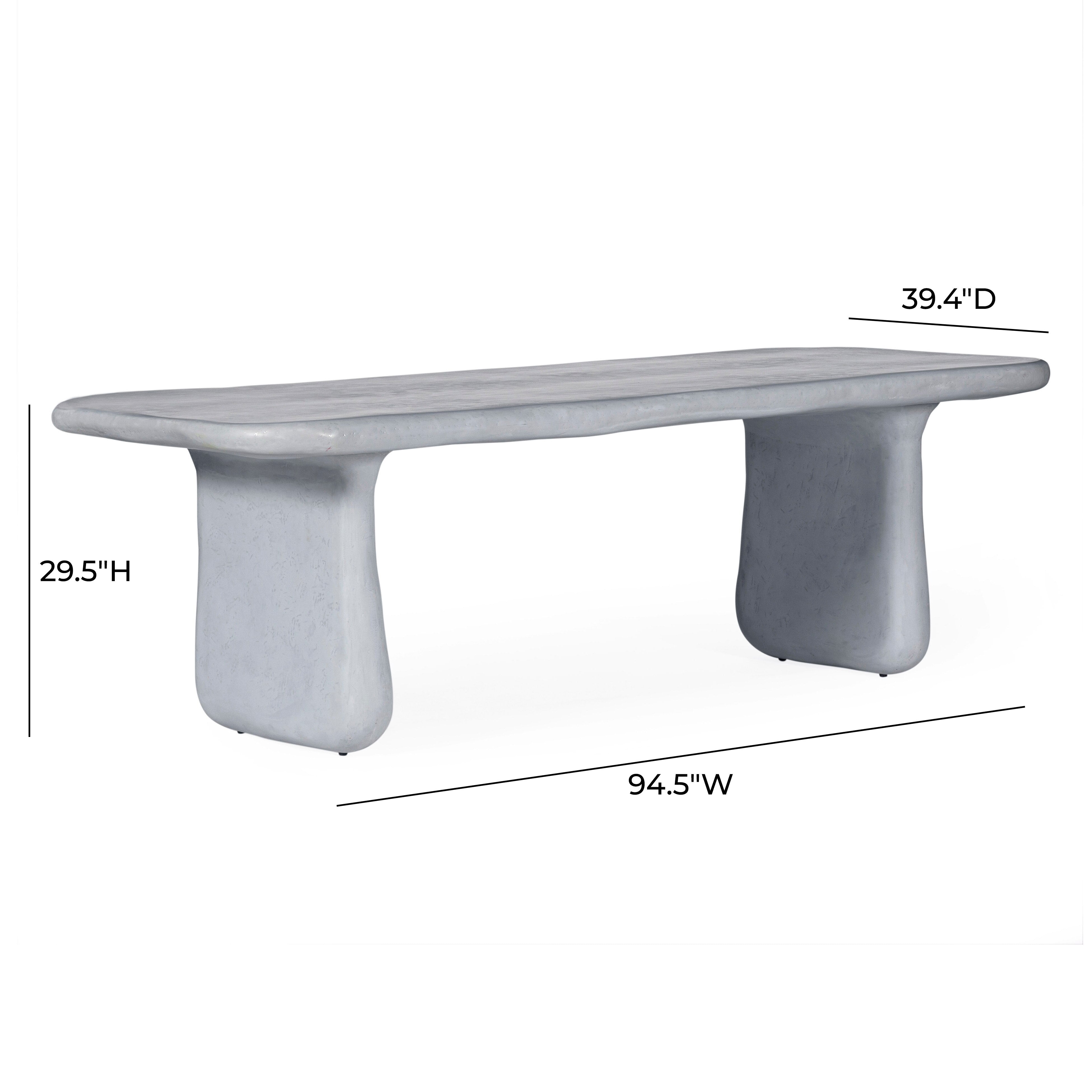 Athen 95" Grey Faux Stone Indoor/Outdoor Rectangular Dining Table