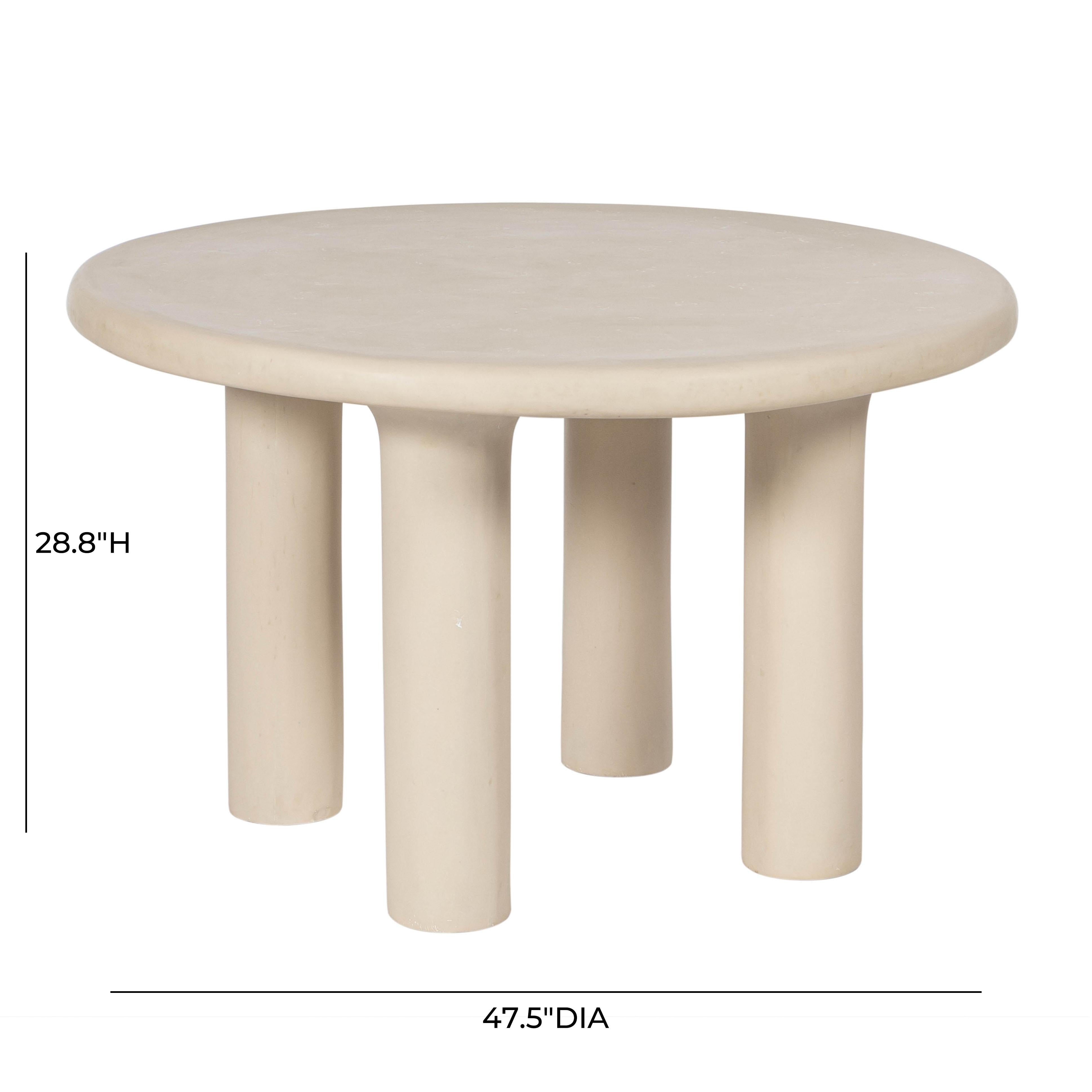 Barbara 47" Cream Textured Indoor/Outdoor Round Dining Table