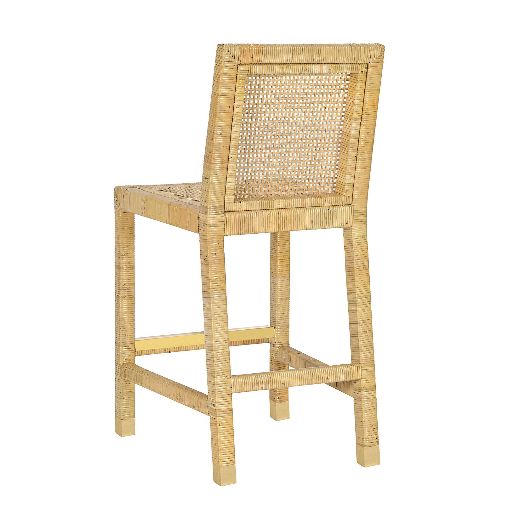 Amara Rattan & Cream Contract-Grade Linen Counter Stool