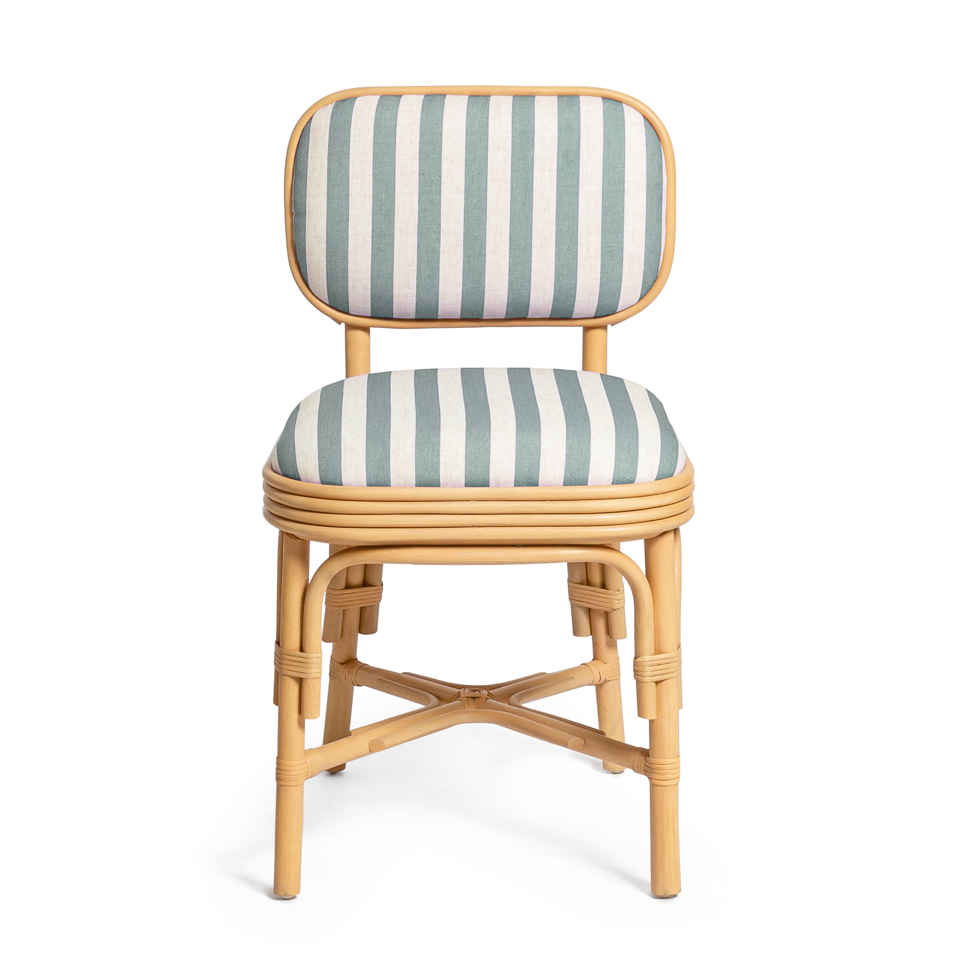 Dorine Striped Performance Linen and Rattan Dining Chair