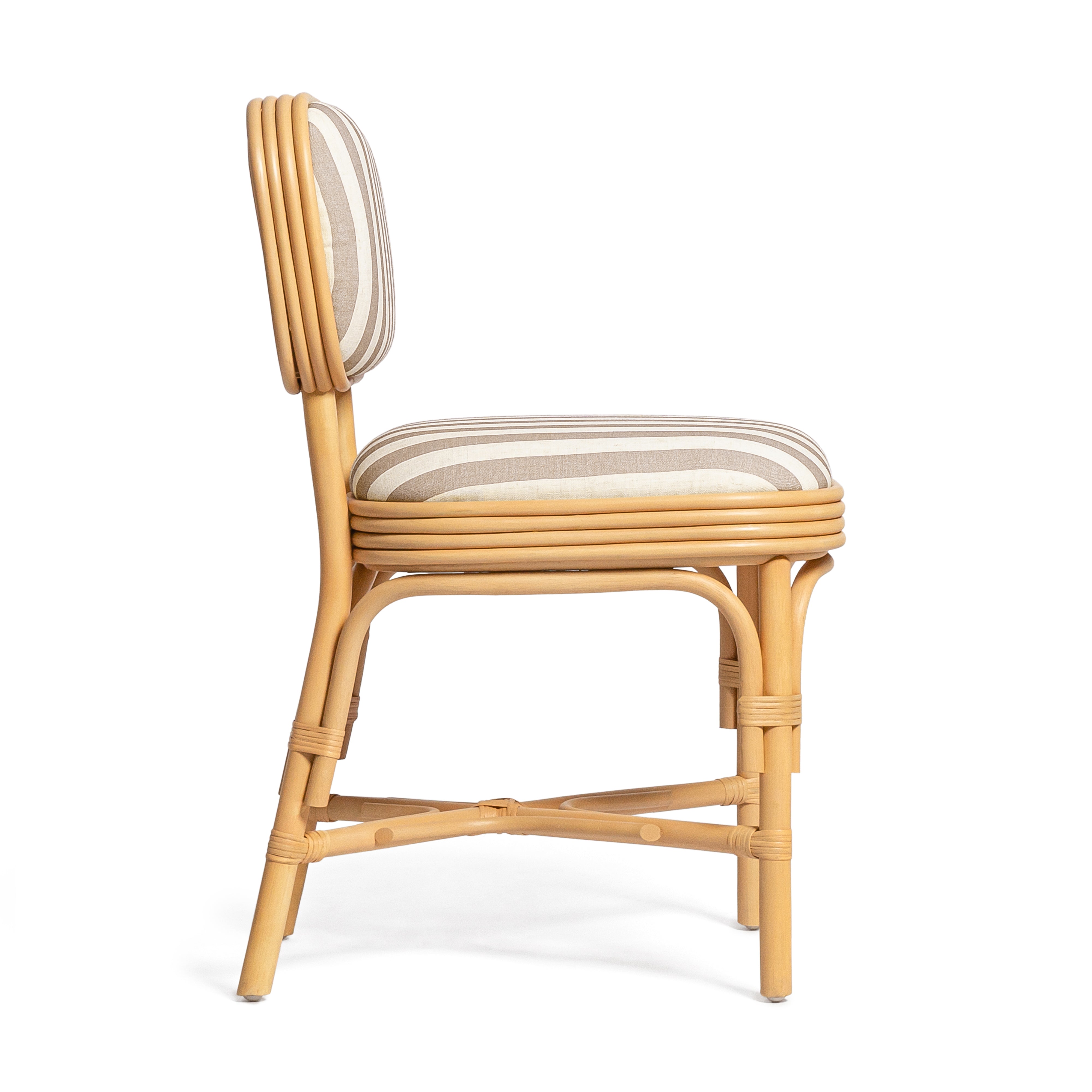 Dorine Striped Performance Linen and Rattan Dining Chair