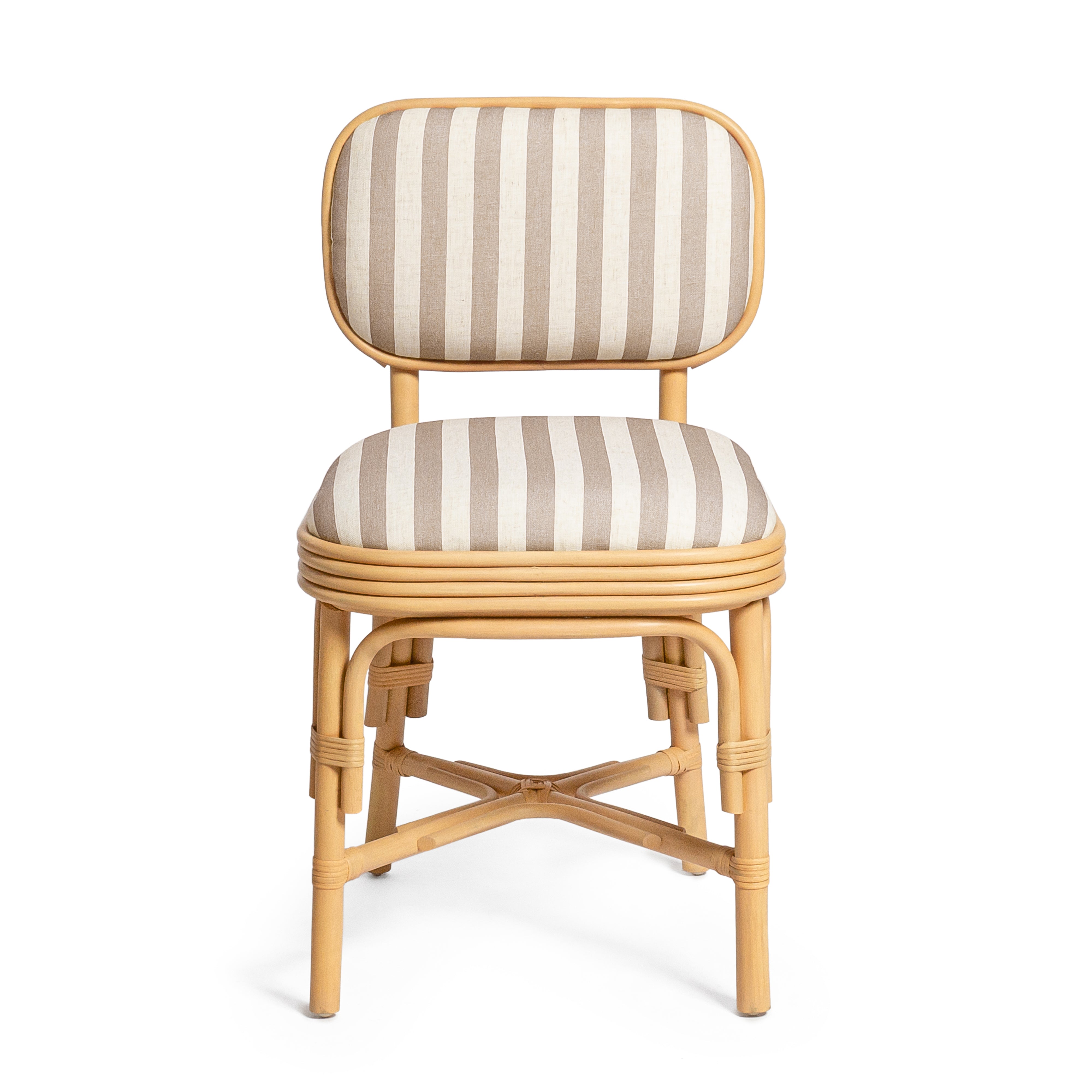 Dorine Striped Performance Linen and Rattan Dining Chair