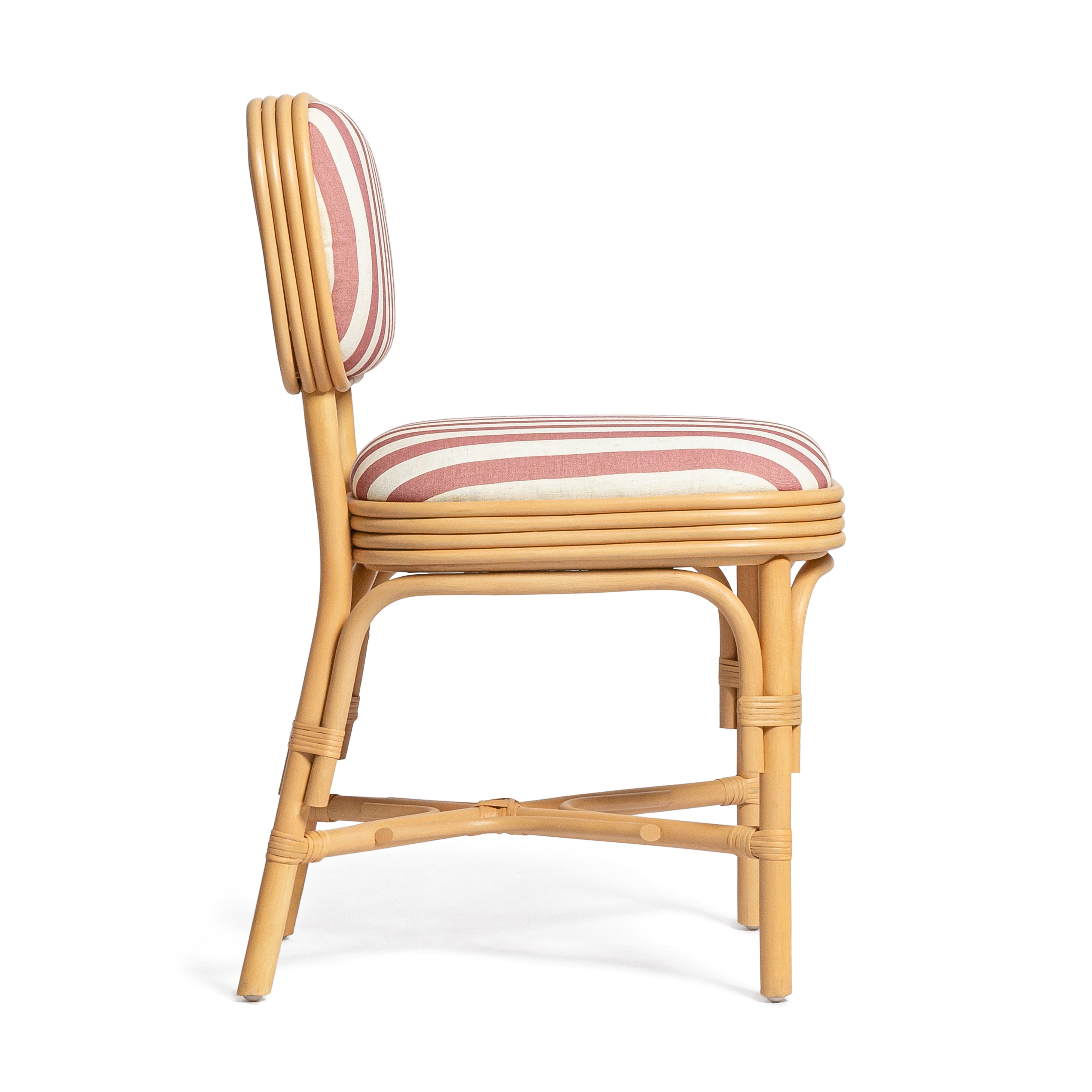 Dorine Striped Performance Linen and Rattan Dining Chair