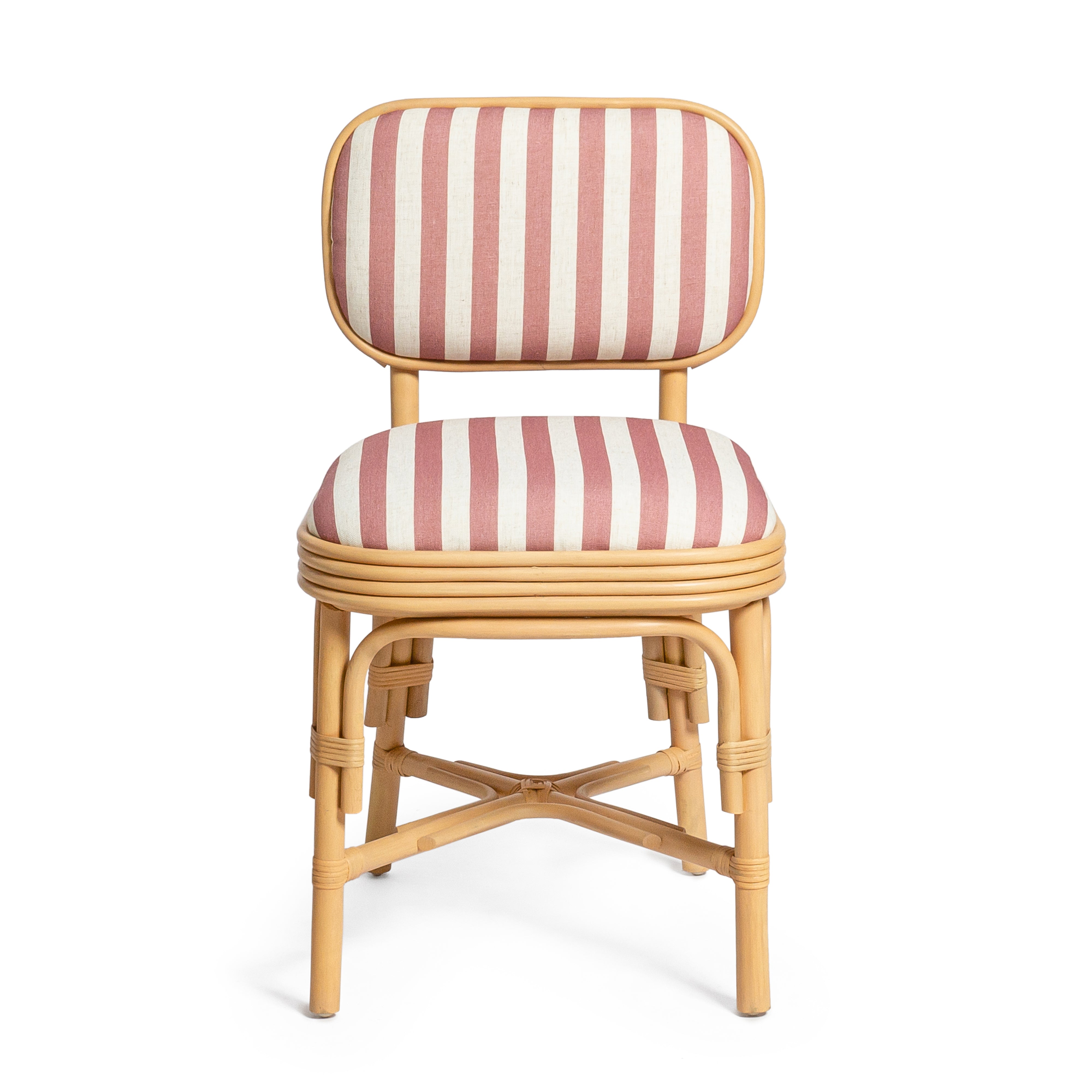 Dorine Striped Performance Linen and Rattan Dining Chair