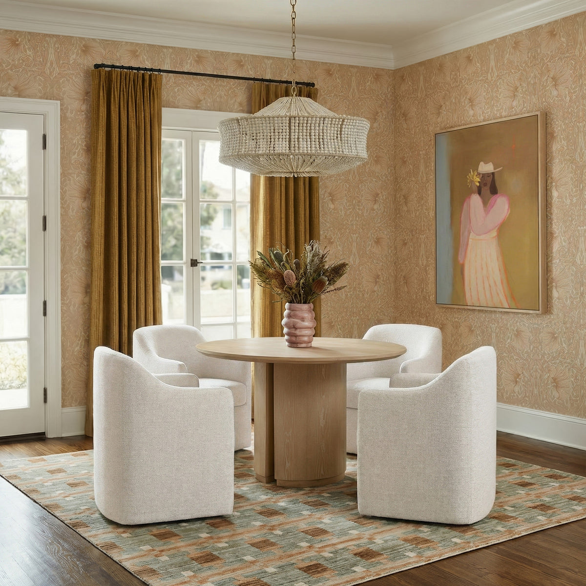 Helena Tall Textured Weave Performance Fabric Dining Chair