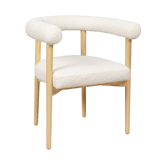 Load image into Gallery viewer, Spara Boucle Dining Chair Cream Boucle/Natural FrameDining Chair TOV Furniture  Cream Boucle/Natural Frame   Four Hands, Mid Century Modern Furniture, Old Bones Furniture Company, Old Bones Co, Modern Mid Century, Designer Furniture, https://www.oldbonesco.com/
