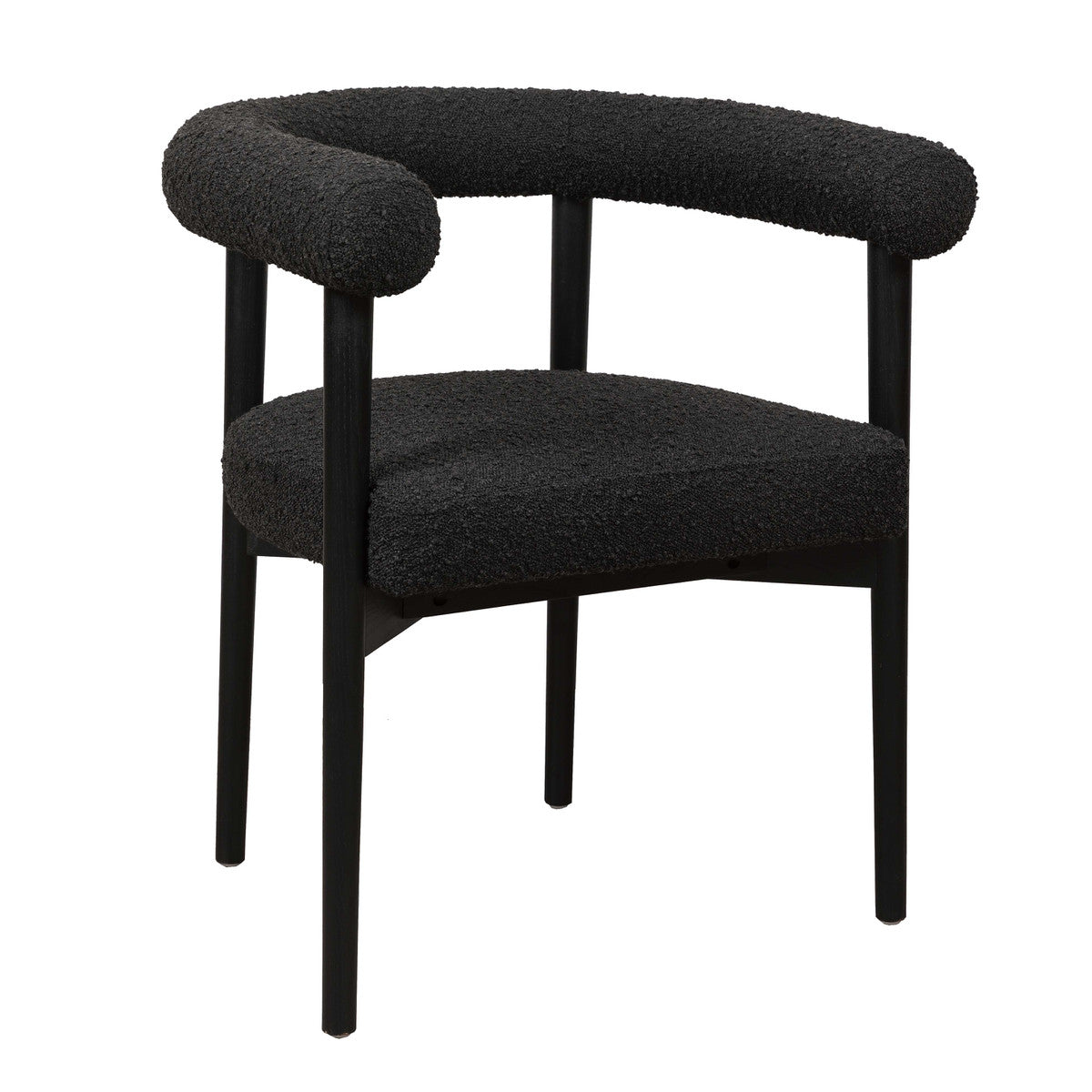 Spara Boucle Dining Chair Black Boucle/Black FrameDining Chair TOV Furniture  Black Boucle/Black Frame   Four Hands, Mid Century Modern Furniture, Old Bones Furniture Company, Old Bones Co, Modern Mid Century, Designer Furniture, https://www.oldbonesco.com/