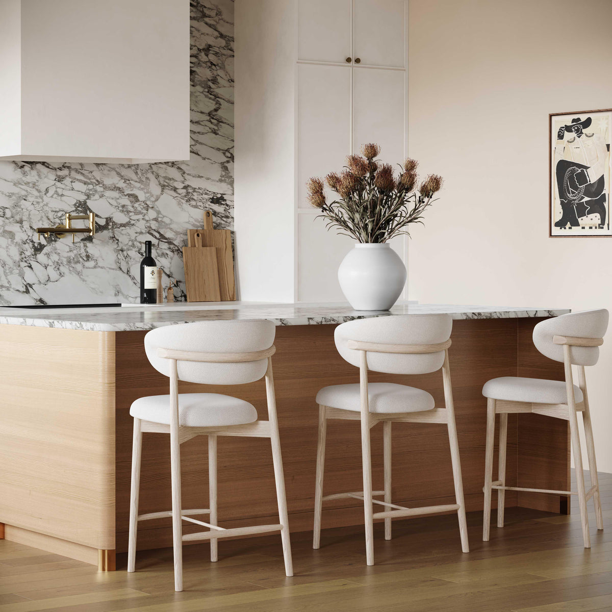 Zinea Performance Textured Velvet Counter Stool