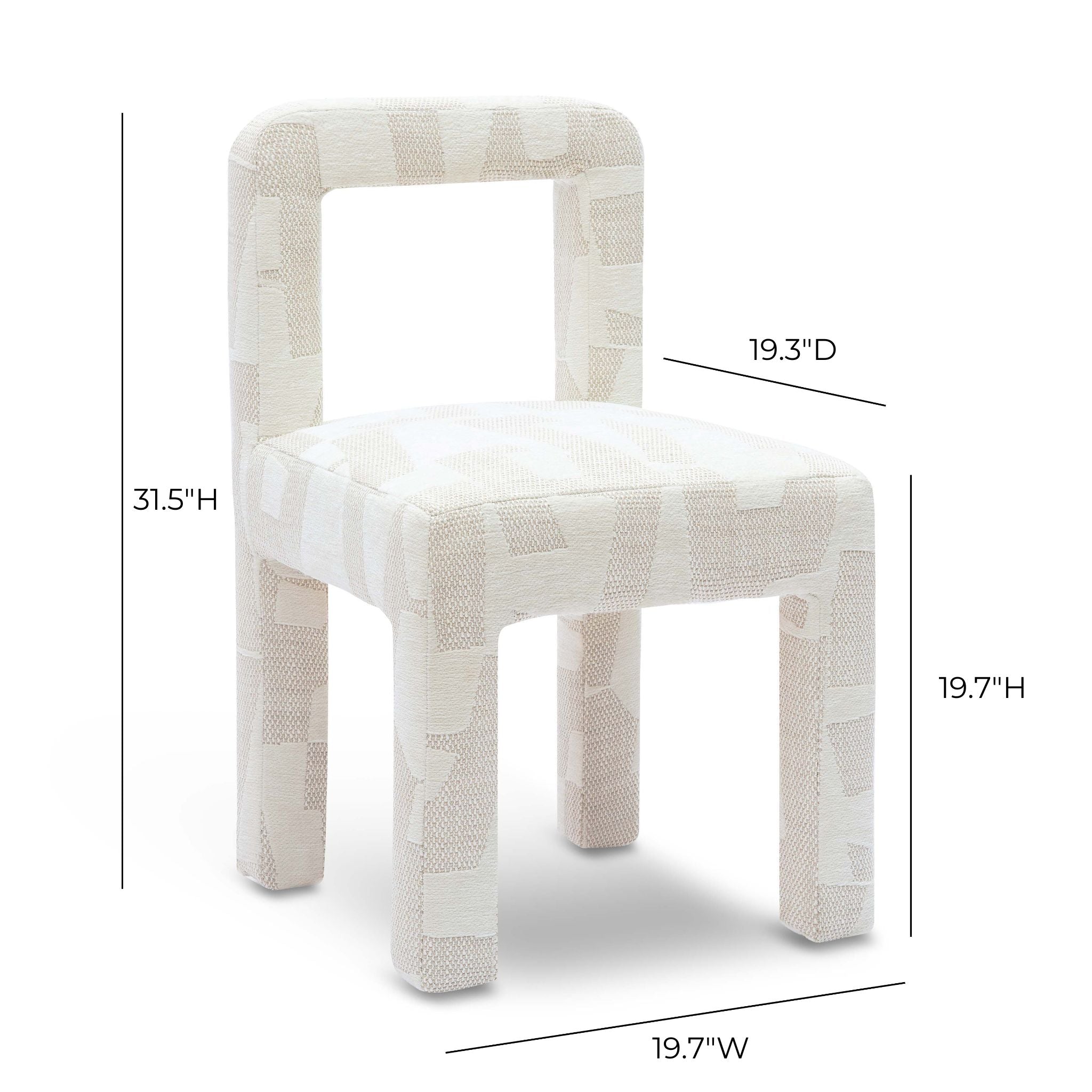 Hazel Cream Patterned Performance Jacquard Dining Chair