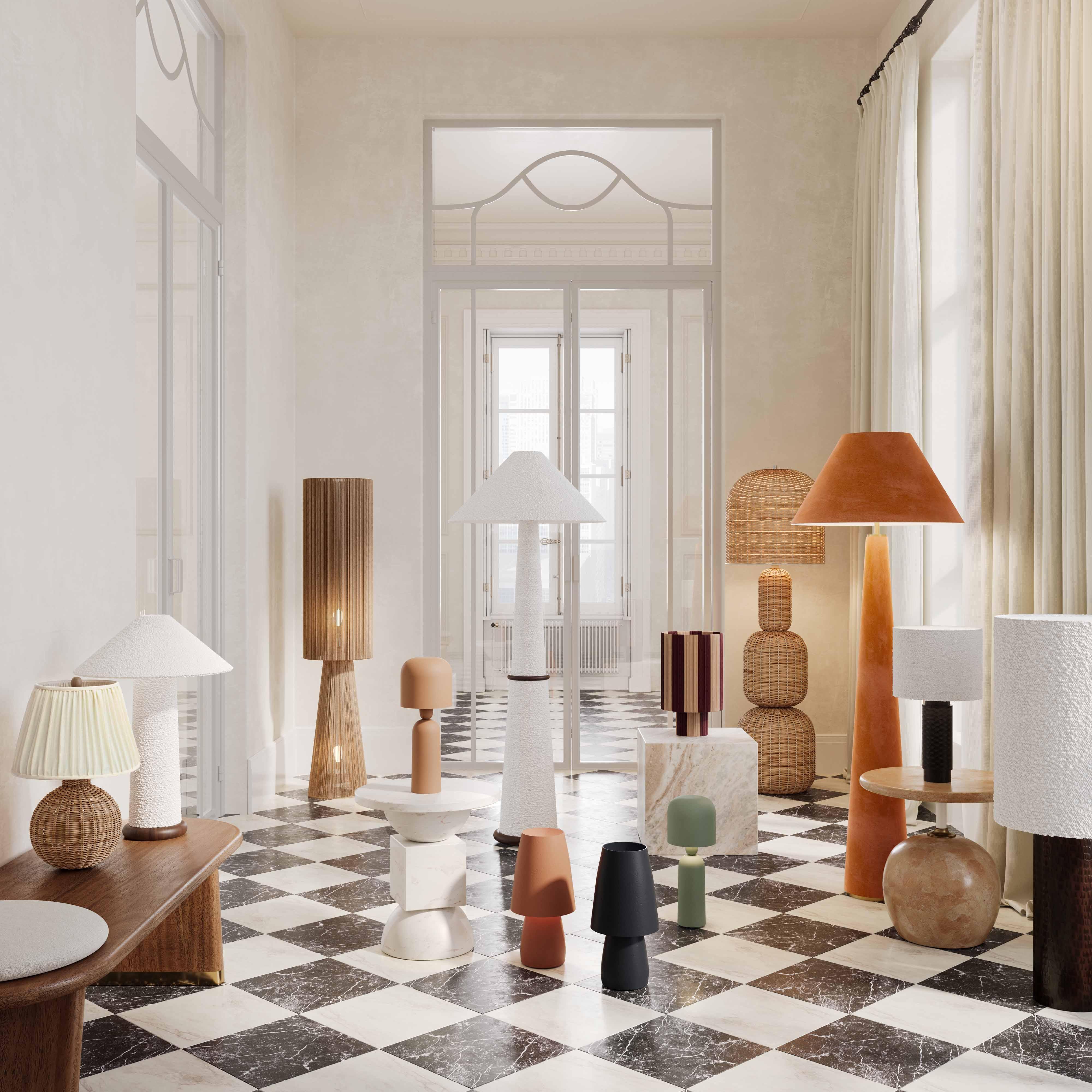 Faith White Boucle Floor Lamp