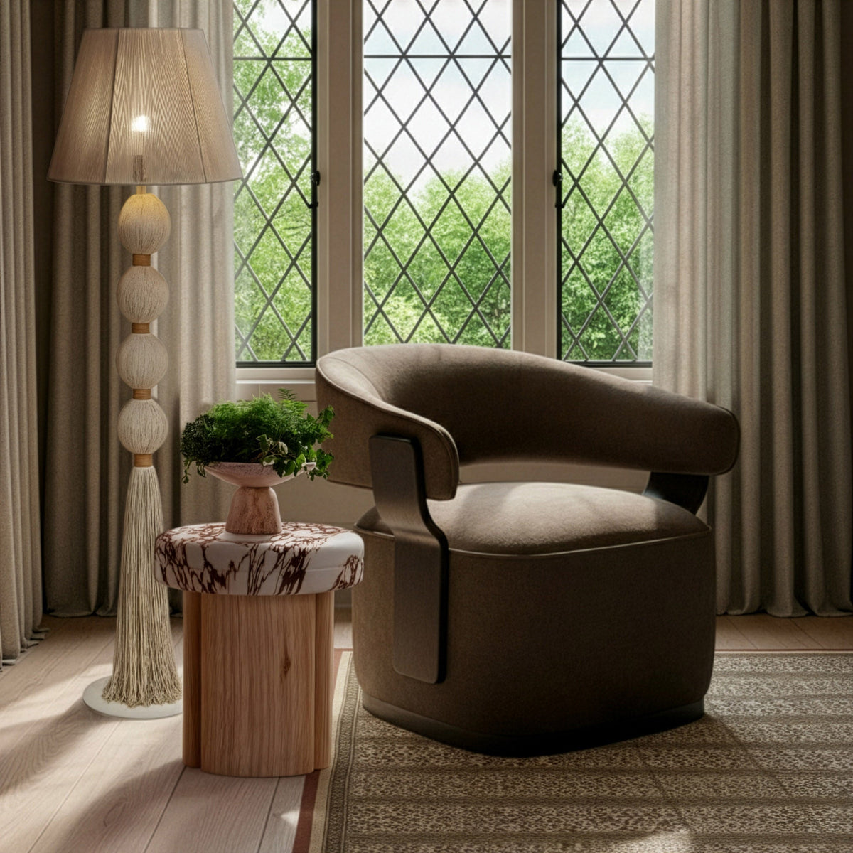 Samba White Cotton Floor Lamp