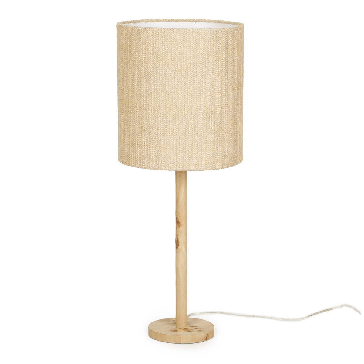 Lamia Natural Burl and Raffia Contract-Grade Table Lamp