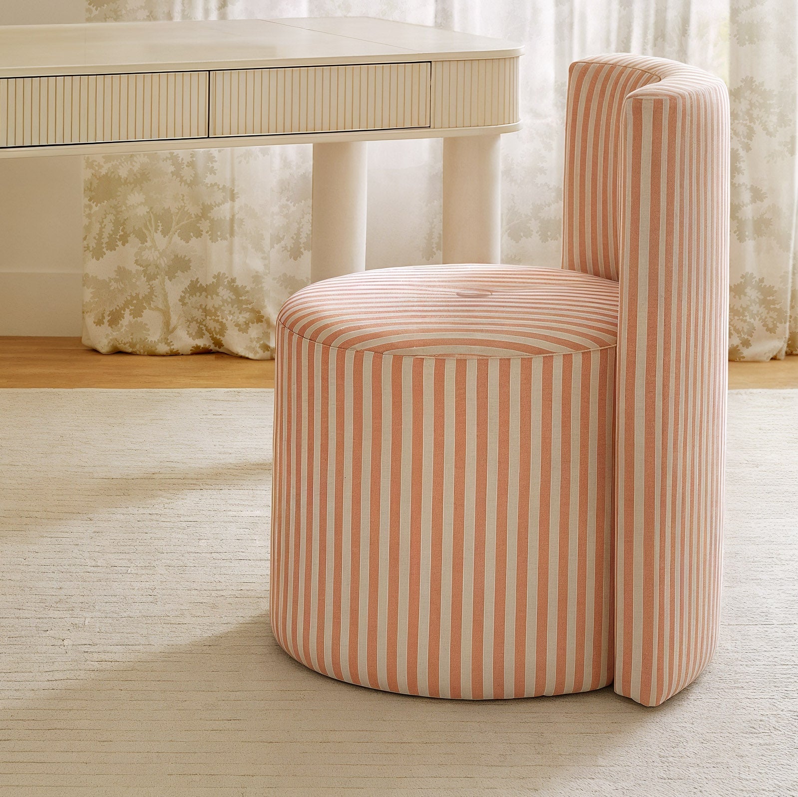 Alyssa Striped Performance Linen Rolling Desk Chair