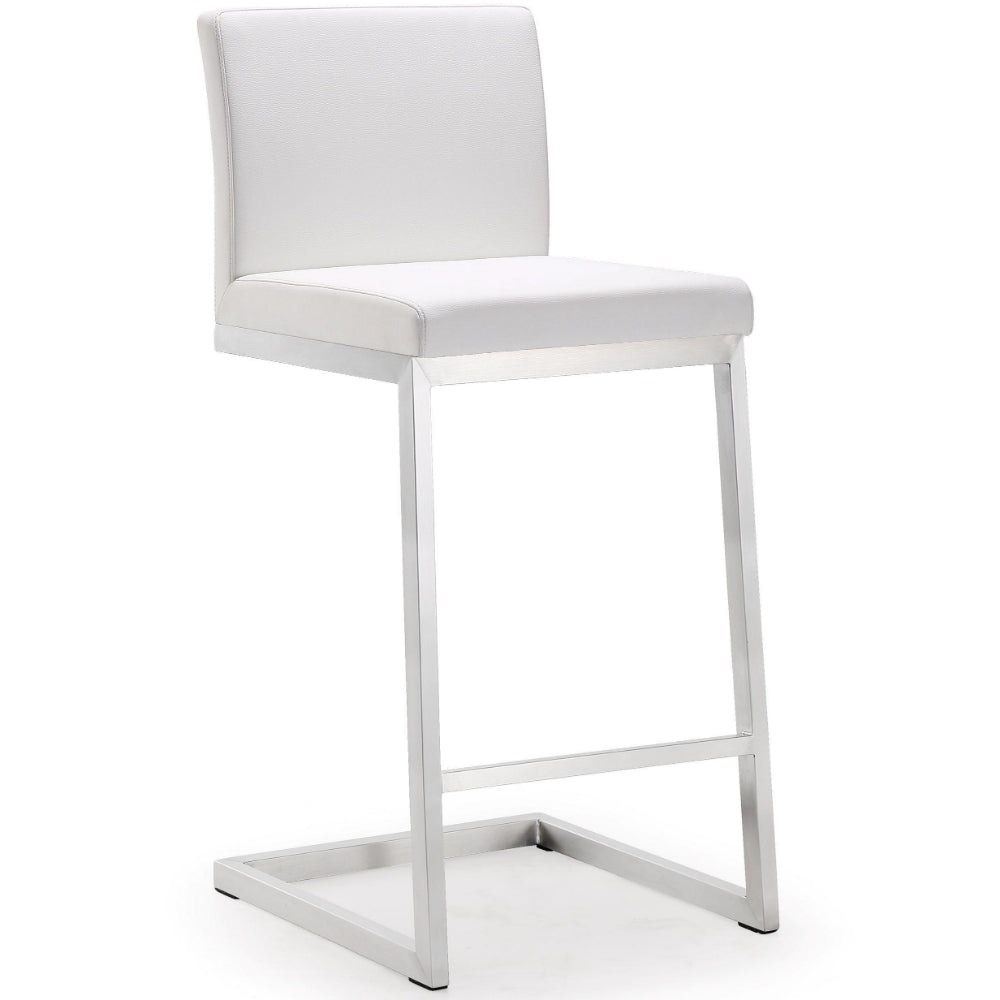 Parma Performance Vegan Leather and Stainless Steel Counter Stool - Set of 2