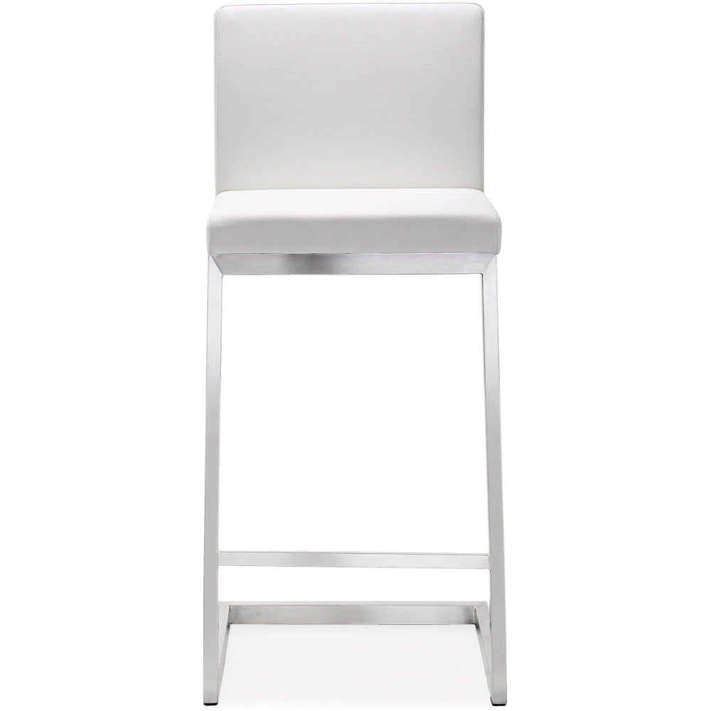Parma Performance Vegan Leather and Stainless Steel Counter Stool - Set of 2