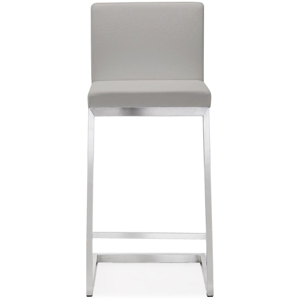 Parma Performance Vegan Leather and Stainless Steel Counter Stool - Set of 2