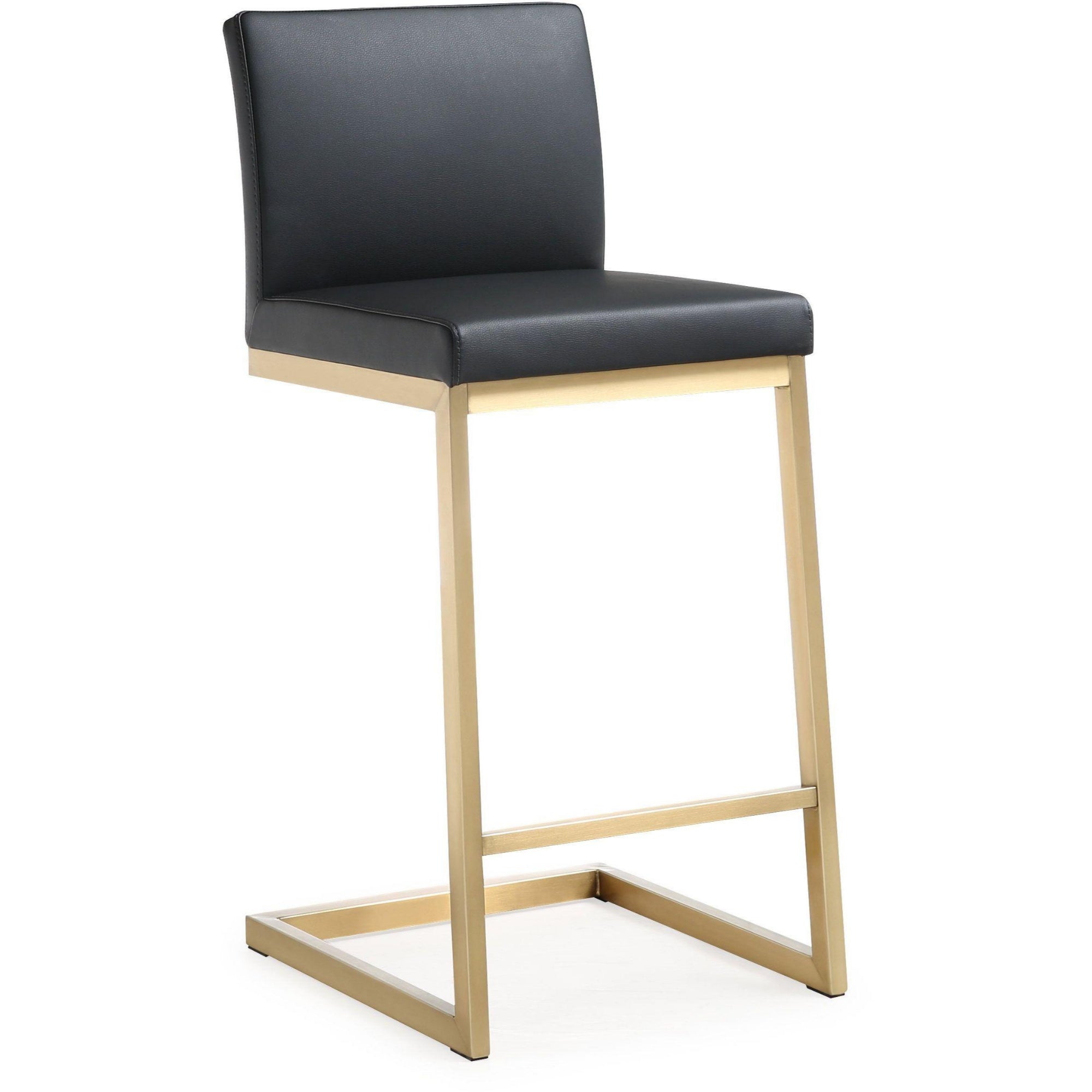 Parma Performance Vegan Leather and Gold Steel Counter Stool - Set of 2