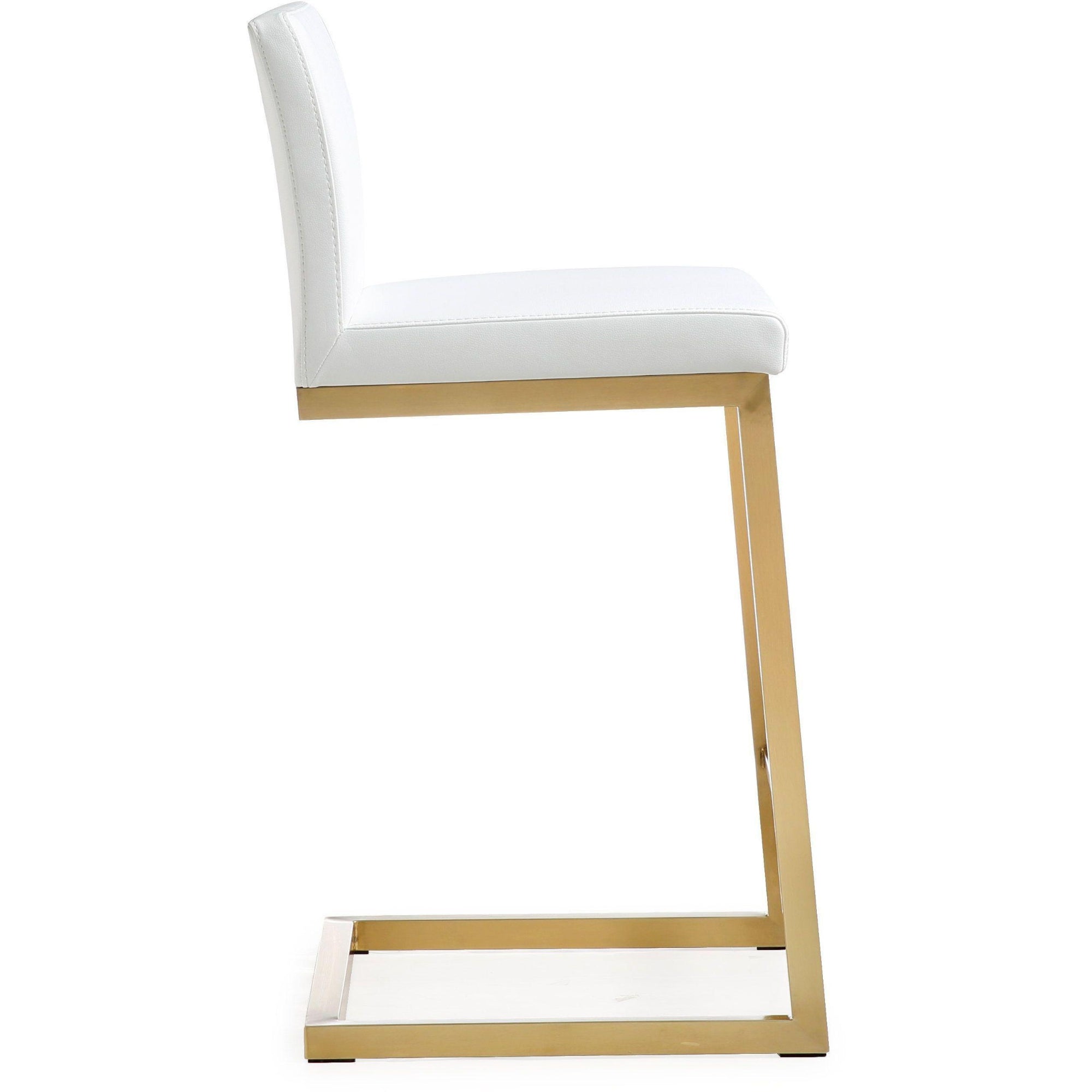 Parma Performance Vegan Leather and Gold Steel Counter Stool - Set of 2