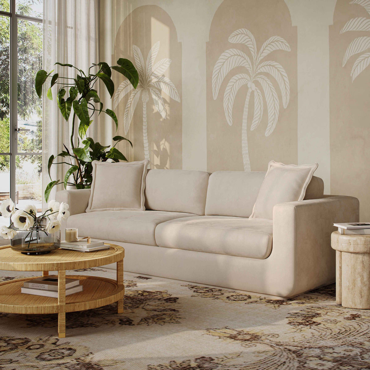 Miri Upcycled Contract-Grade Washed Velvet Sofa