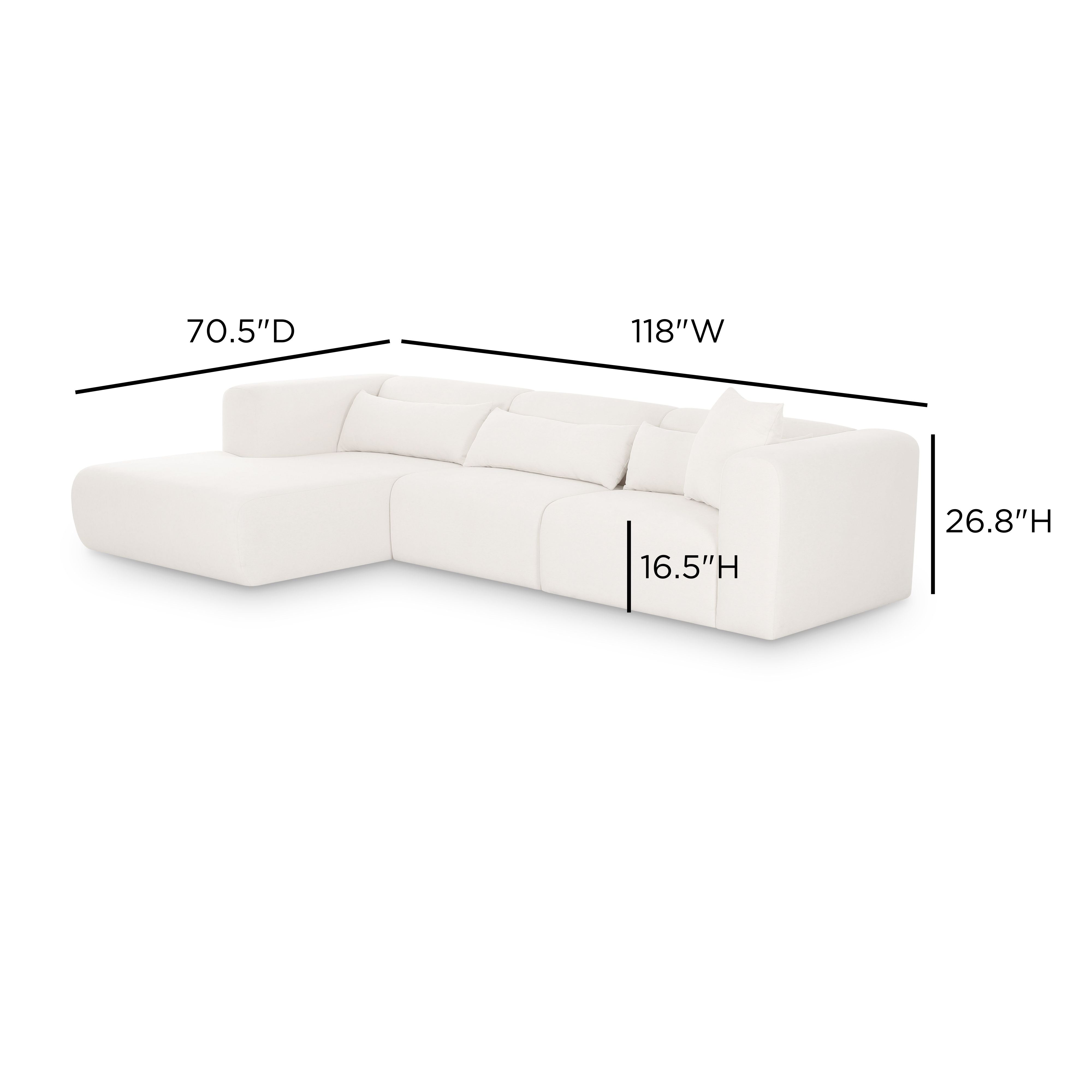 Tarra 3-Piece Cream Performance Chenille Modular Sectional