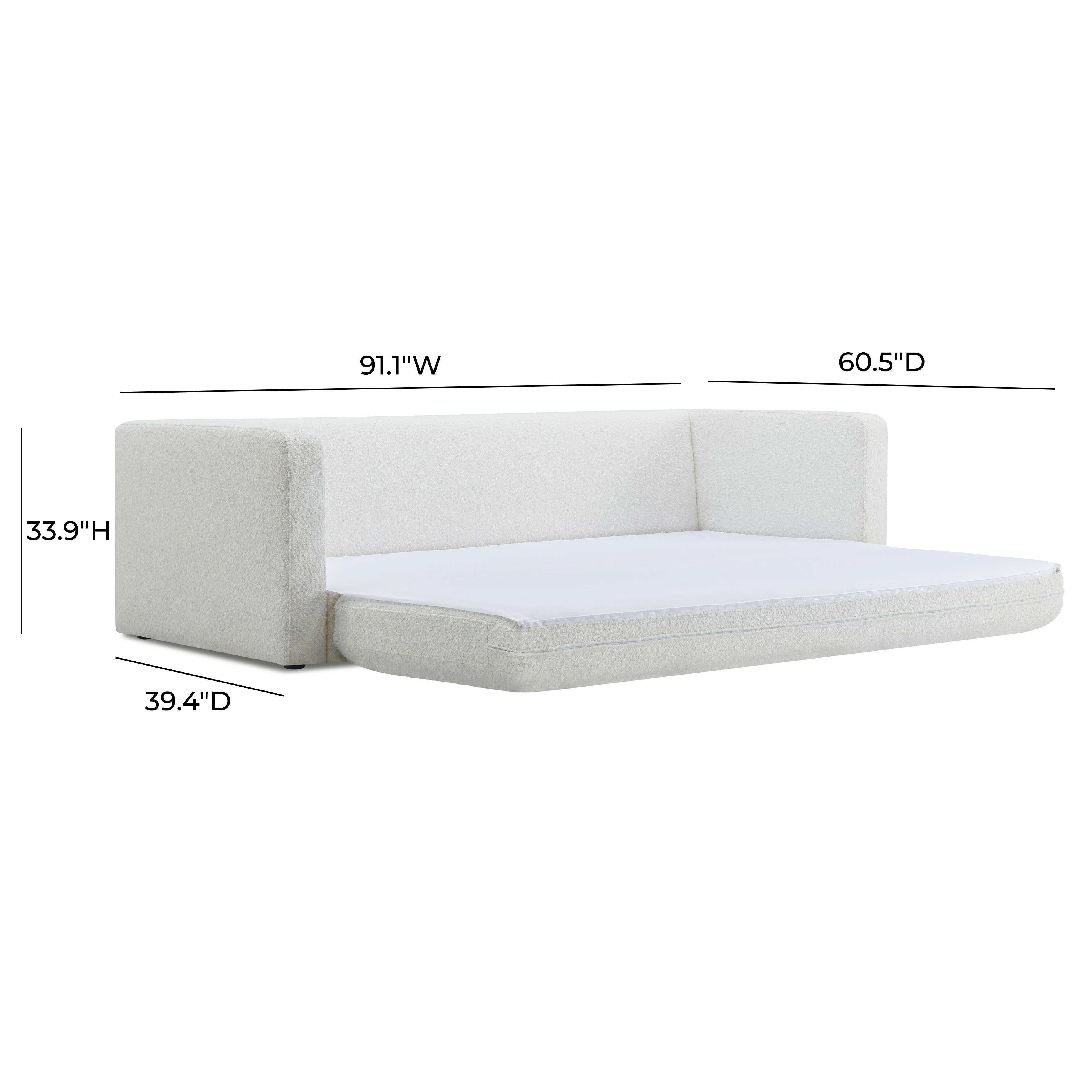 Ryan 91" Performance Boucle Sleeper Sofa