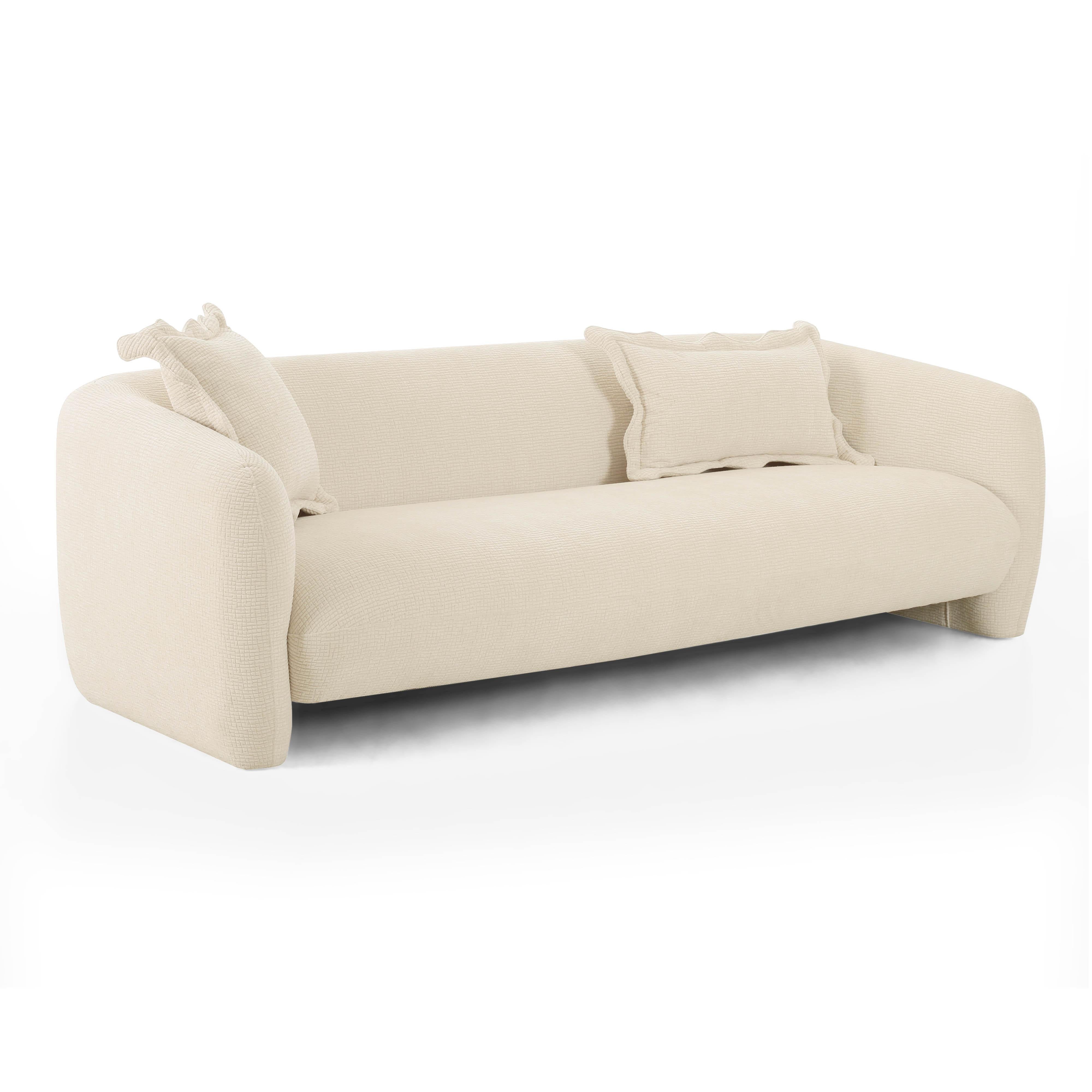 Lou 91" Sandstone Textured Performance Fabric Sofa