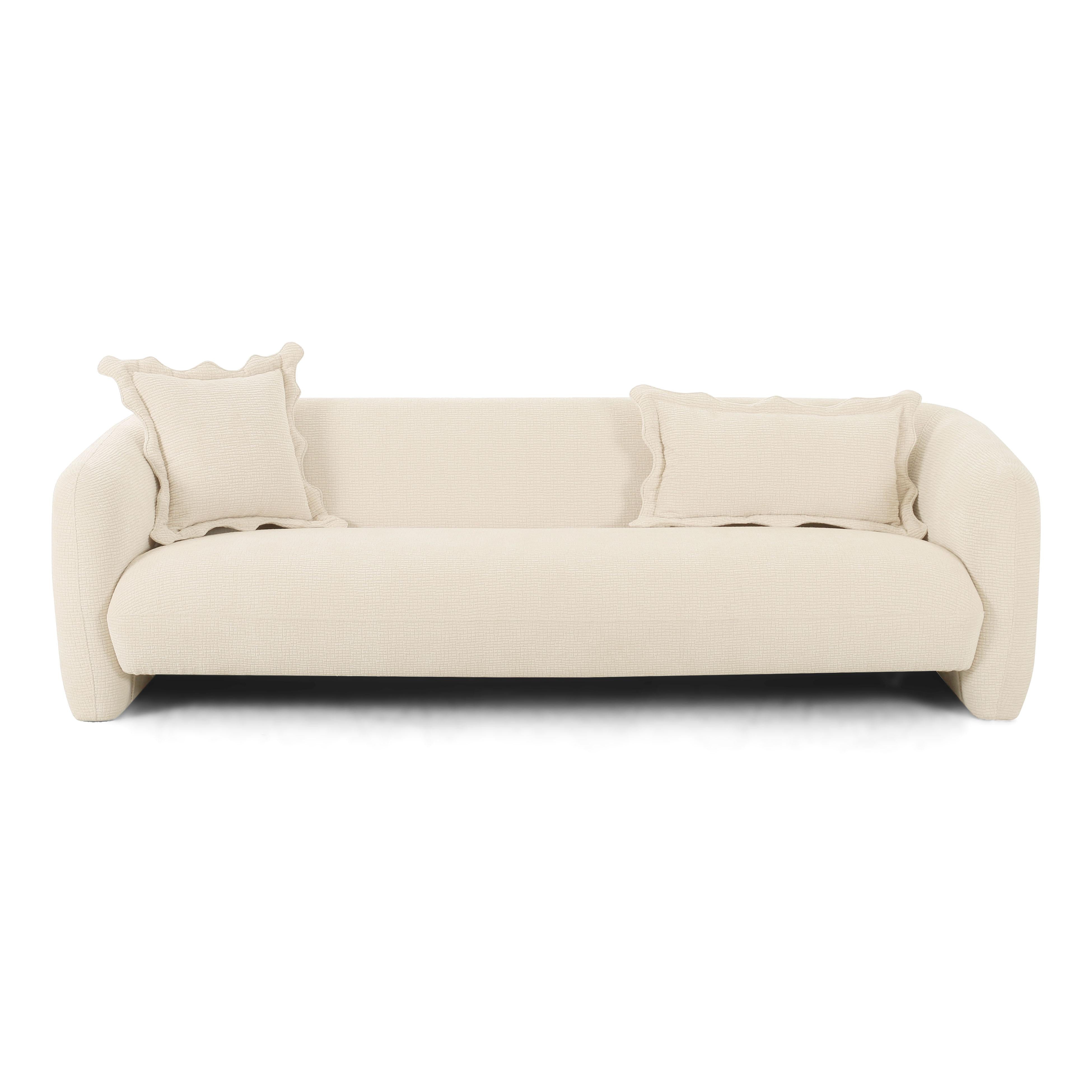 Lou 91" Sandstone Textured Performance Fabric Sofa