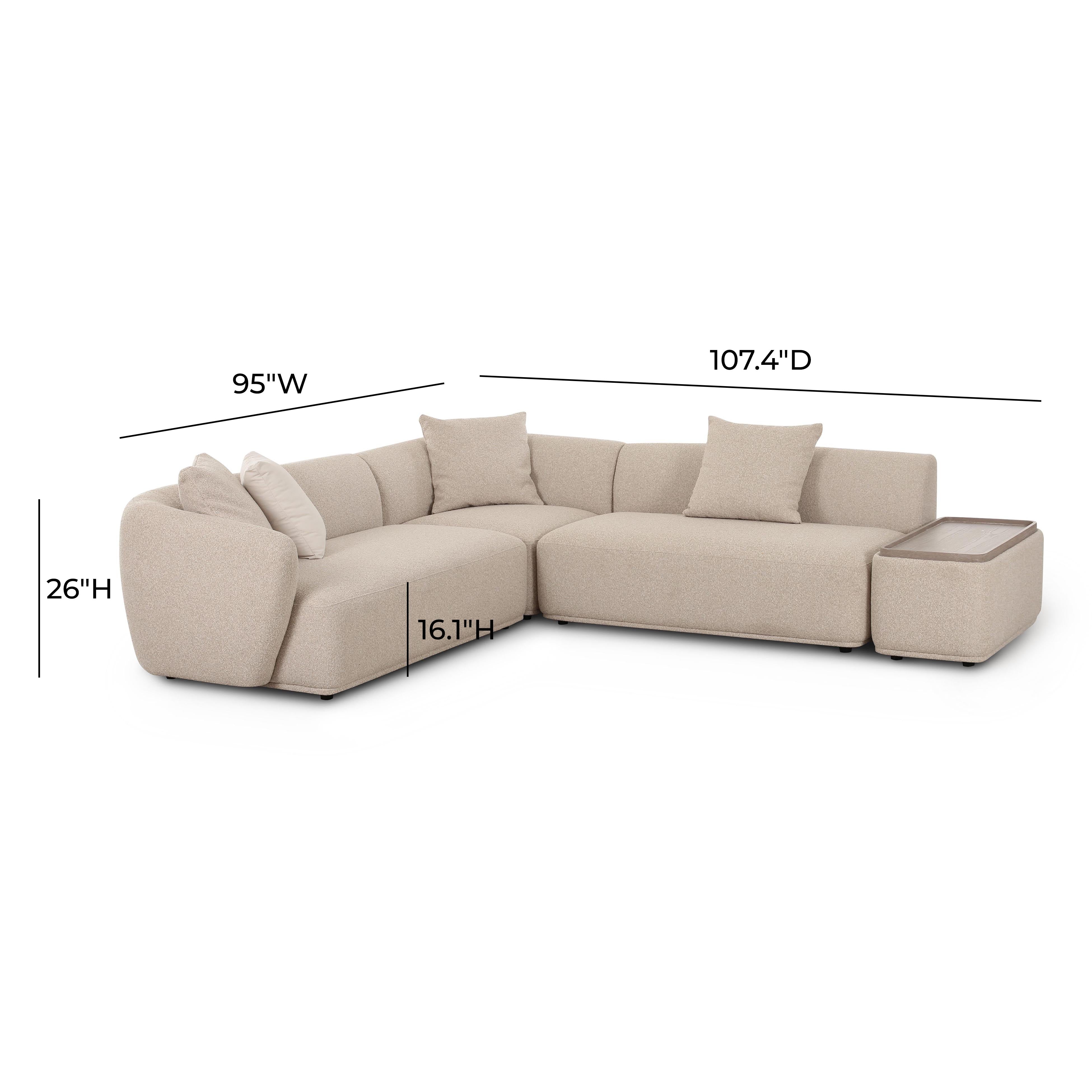 Sylvie 4-Piece Cream Performance Boucle Chaise Sectional