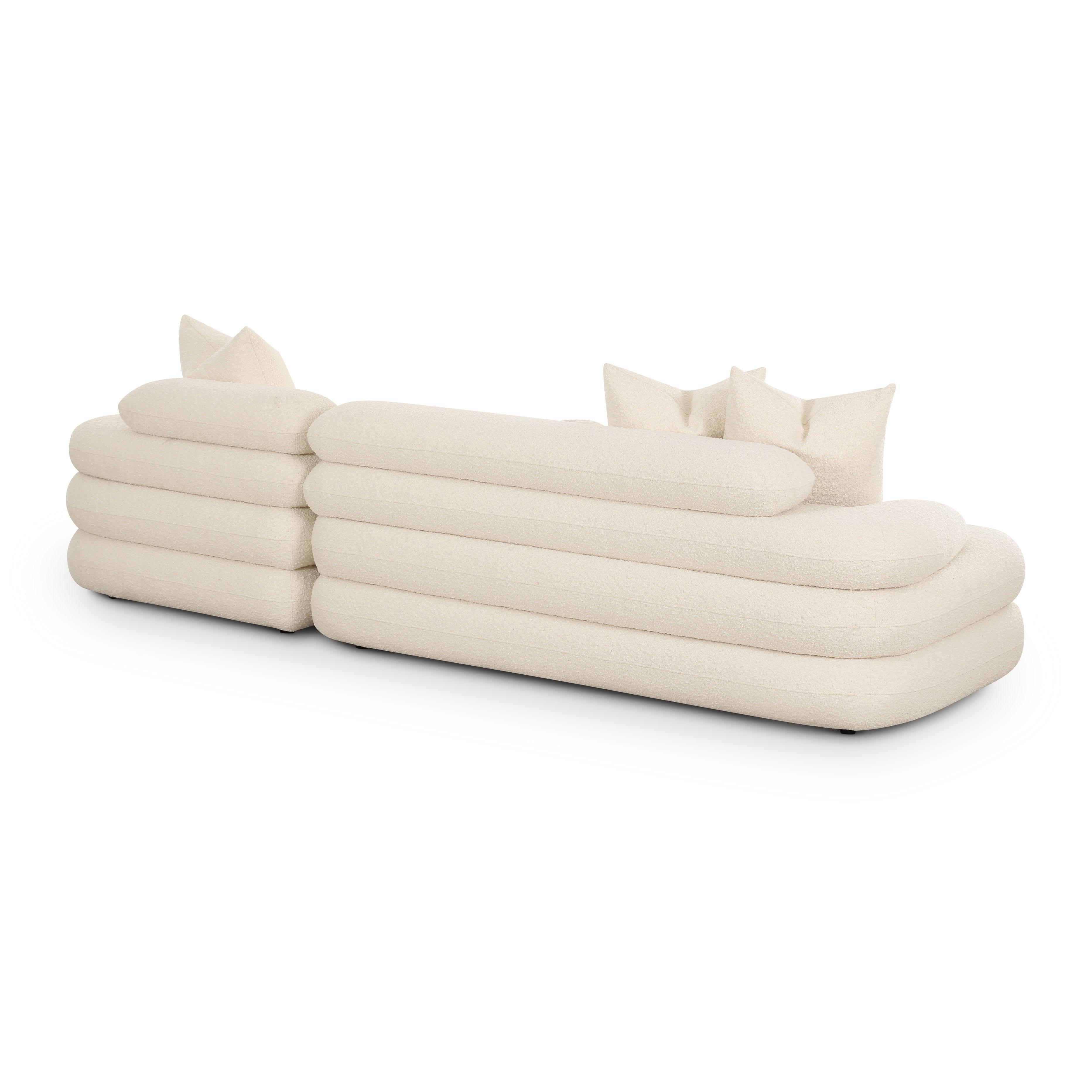 Lulu 2-Piece Cream Performance Boucle L-Shaped Sectional