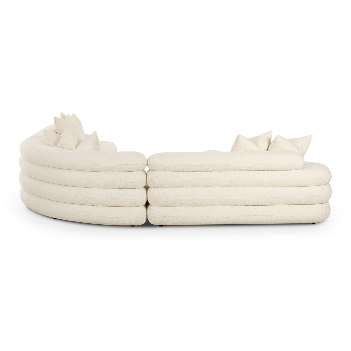 Lulu 3-Piece Cream Performance Boucle Modular Curved L-Sectional
