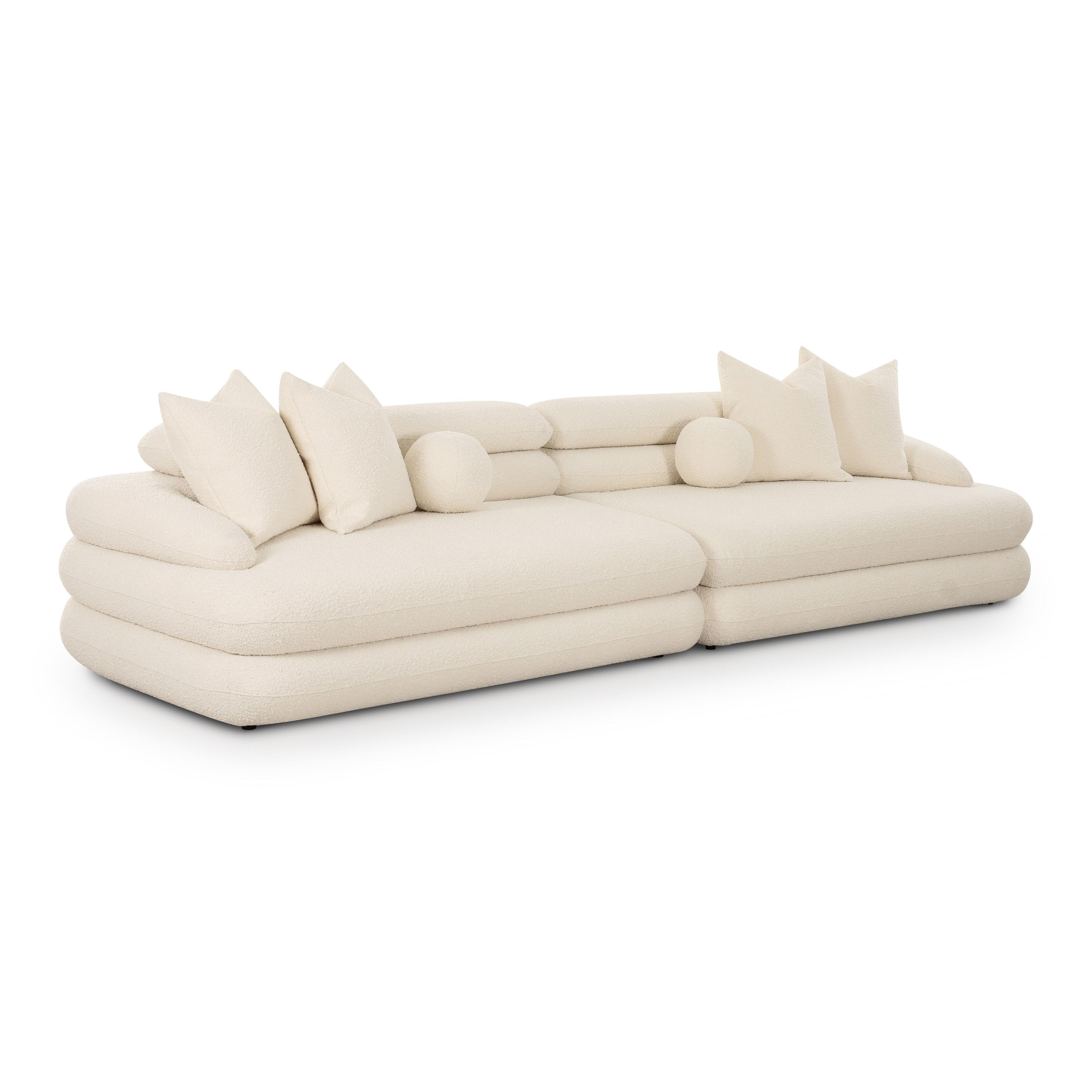 Lulu 141" Cream Performance Boucle Sofa
