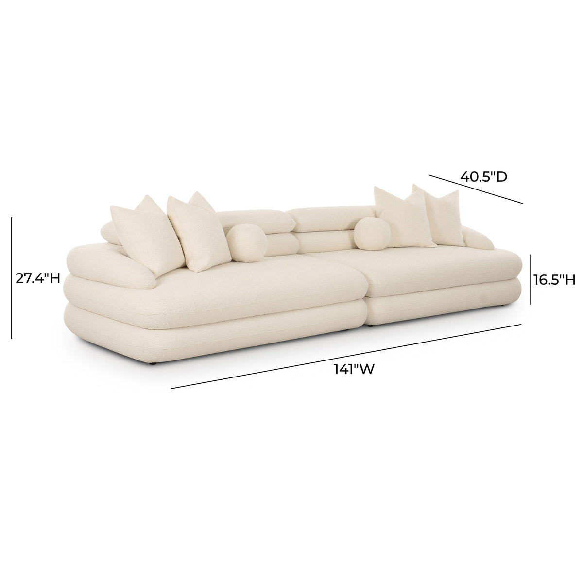Lulu 141" Cream Performance Boucle Sofa