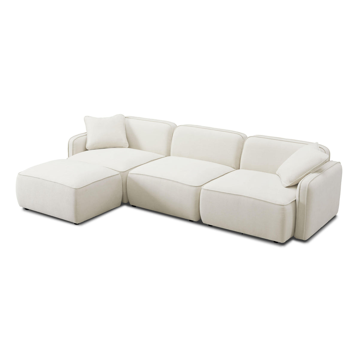 Travie 4-Piece Sand Upcycled Performance Linen Modular Sectional