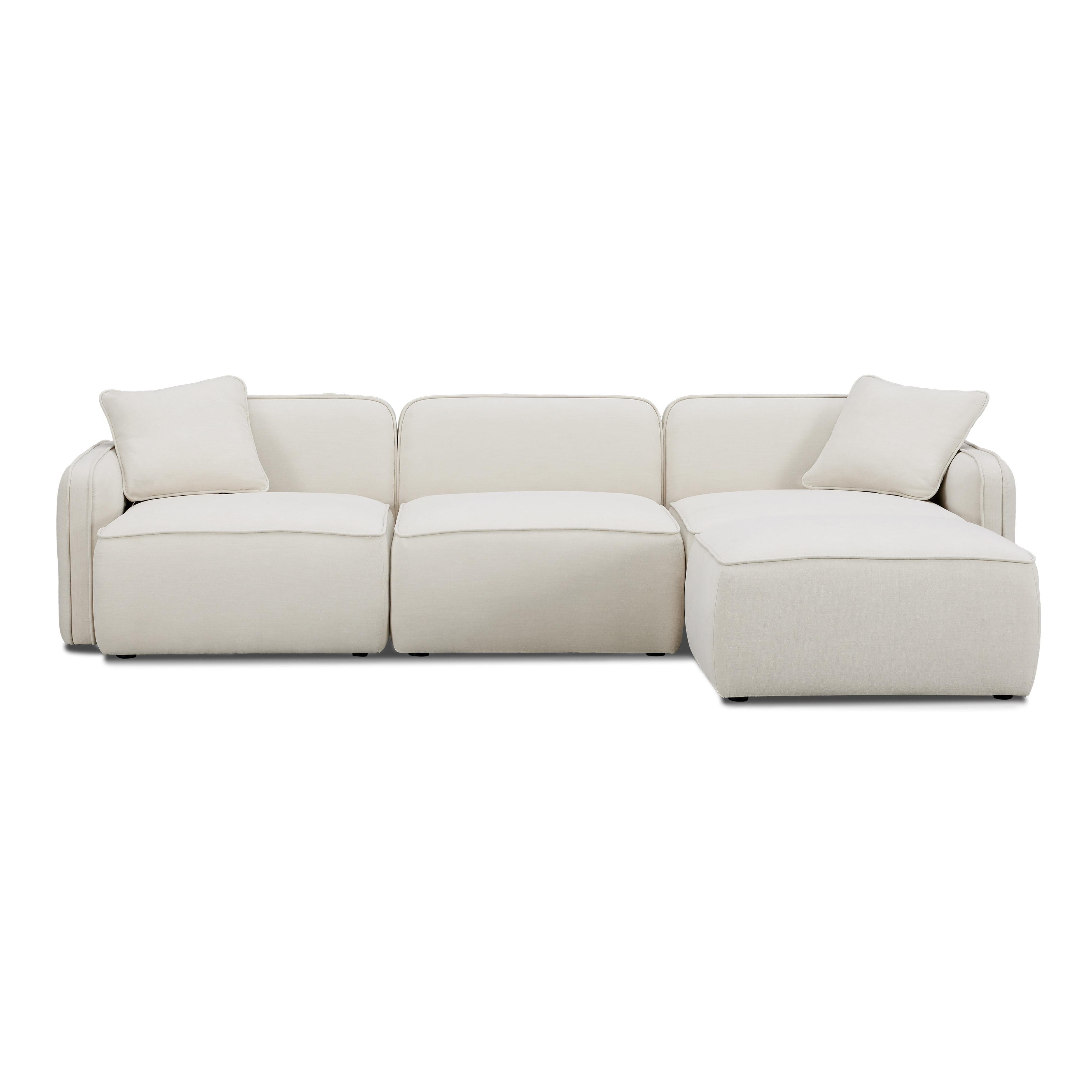 Travie 4-Piece Sand Upcycled Performance Linen Modular Sectional
