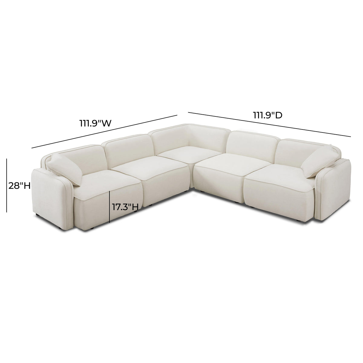 Travie 5-Piece Sand Upcycled Performance Linen Modular L-Sectional