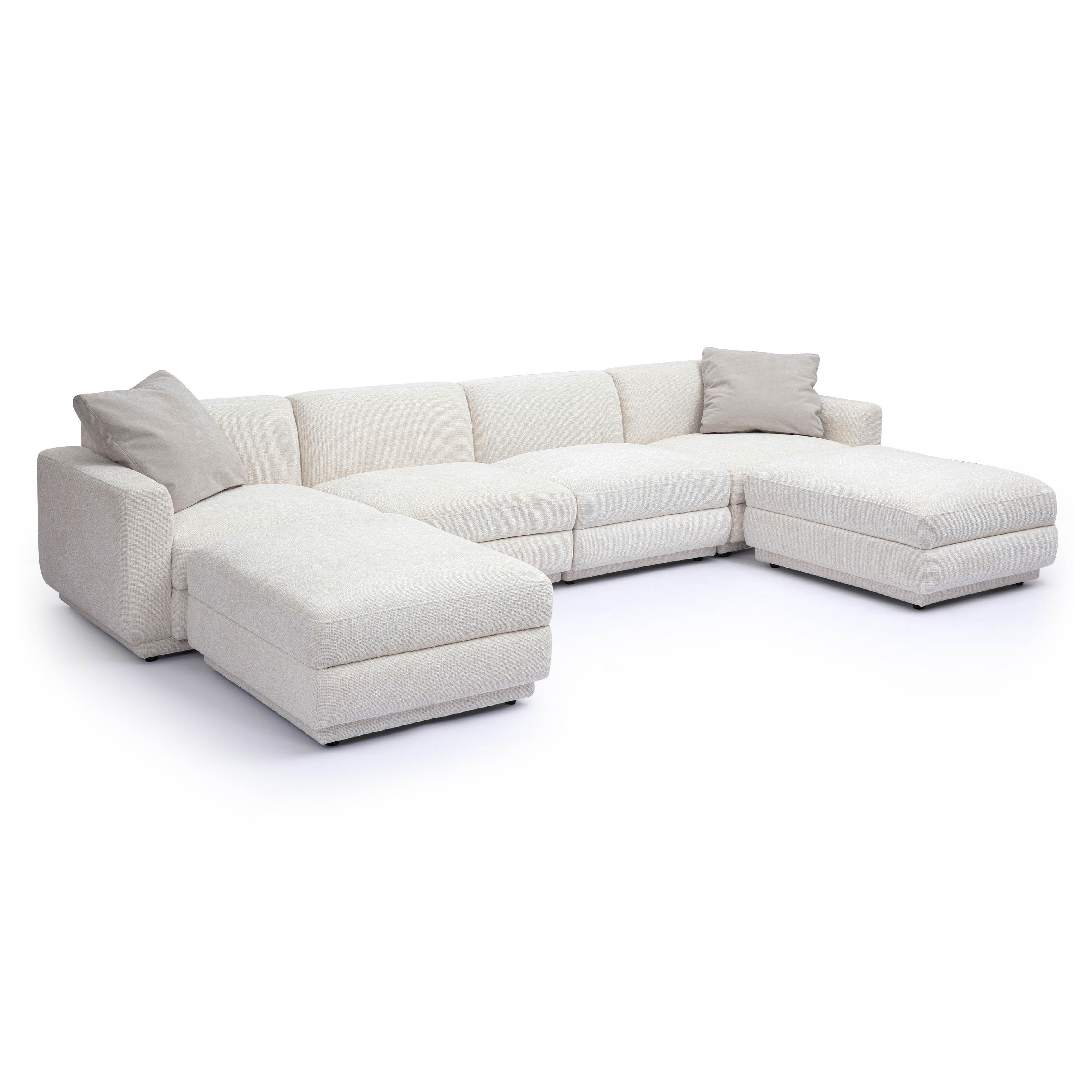 Perry 6-Piece Cream Performance Chenille Modular U-Sectional