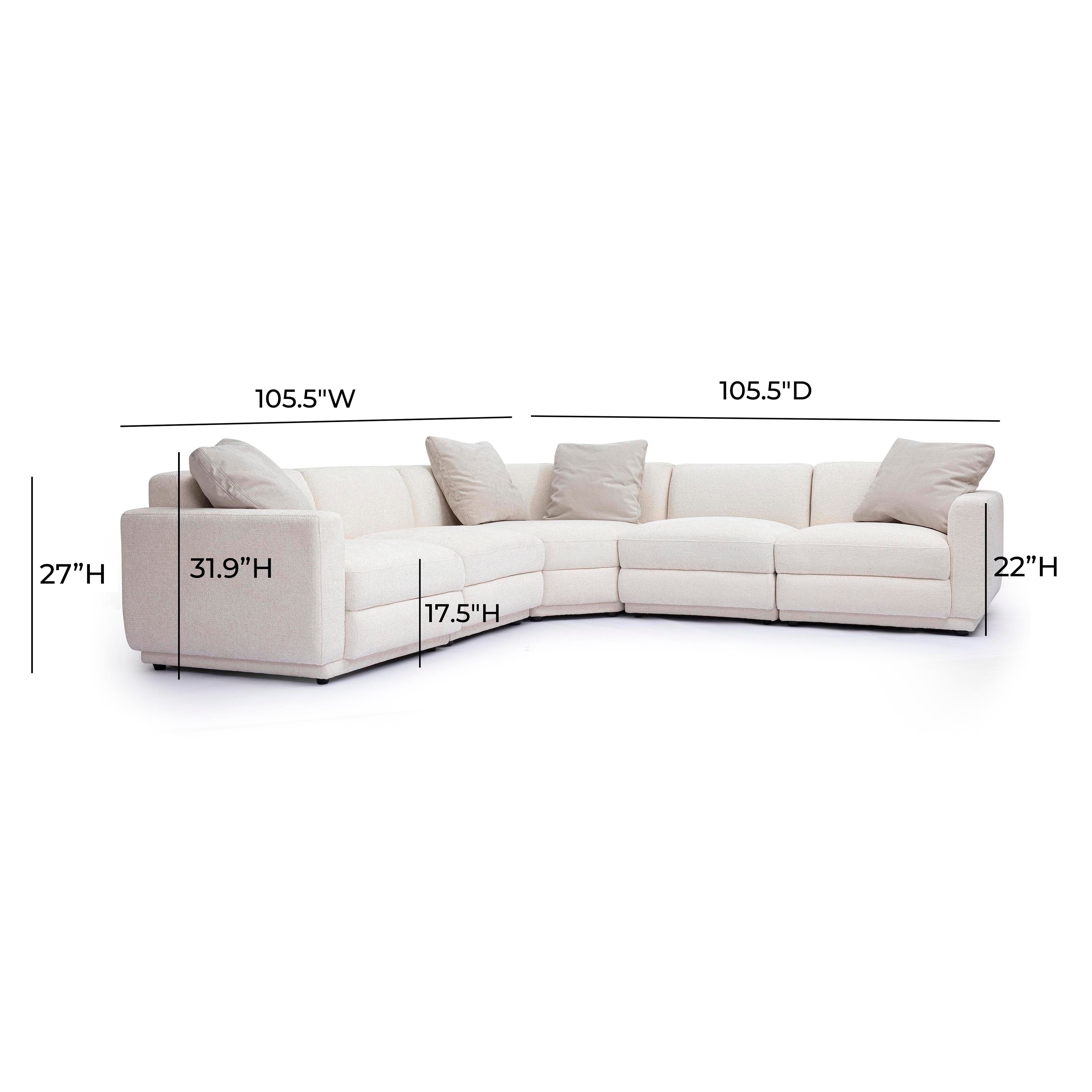 Perry 5-Piece Cream Performance Chenille Modular L-Sectional