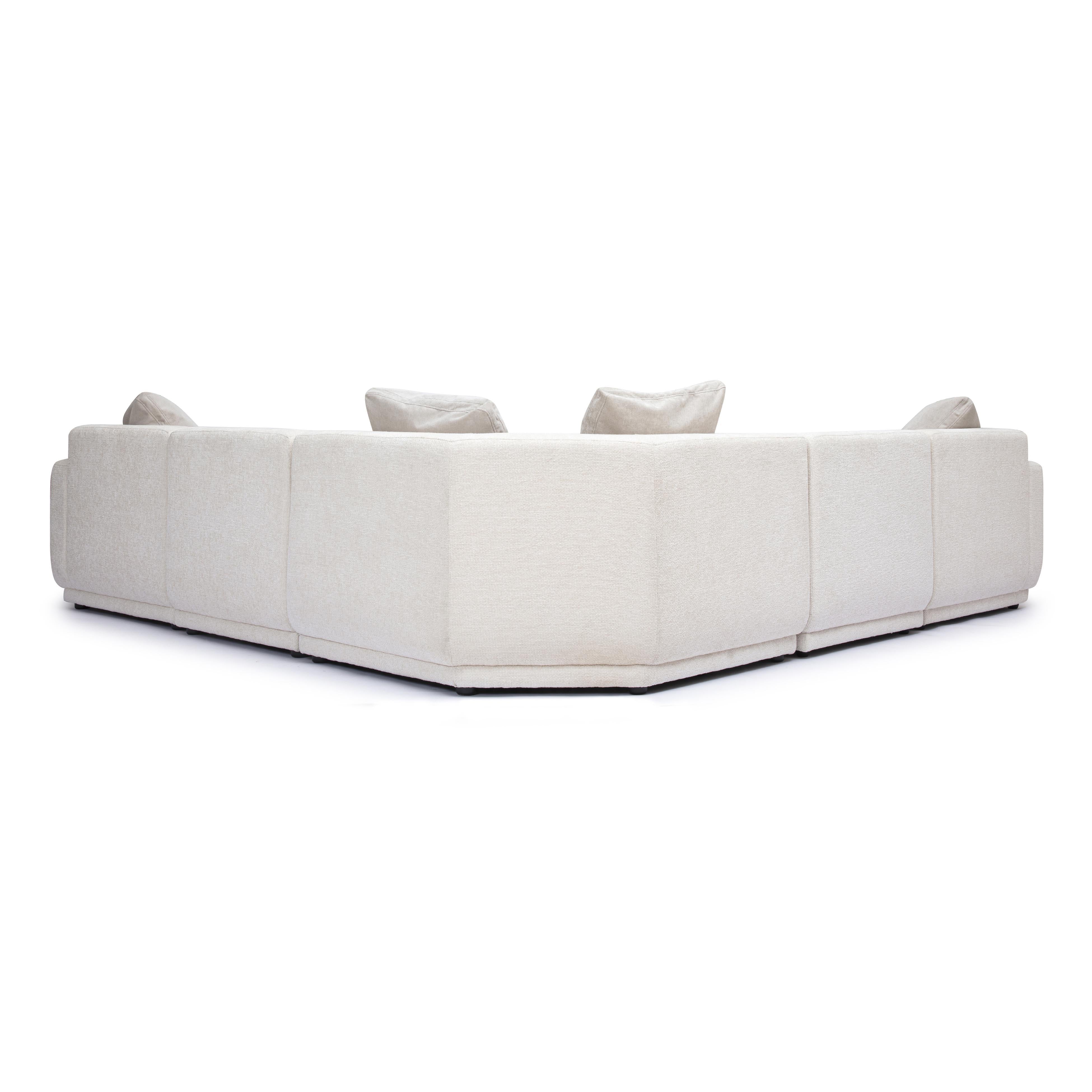 Perry 5-Piece Cream Performance Chenille Modular L-Sectional