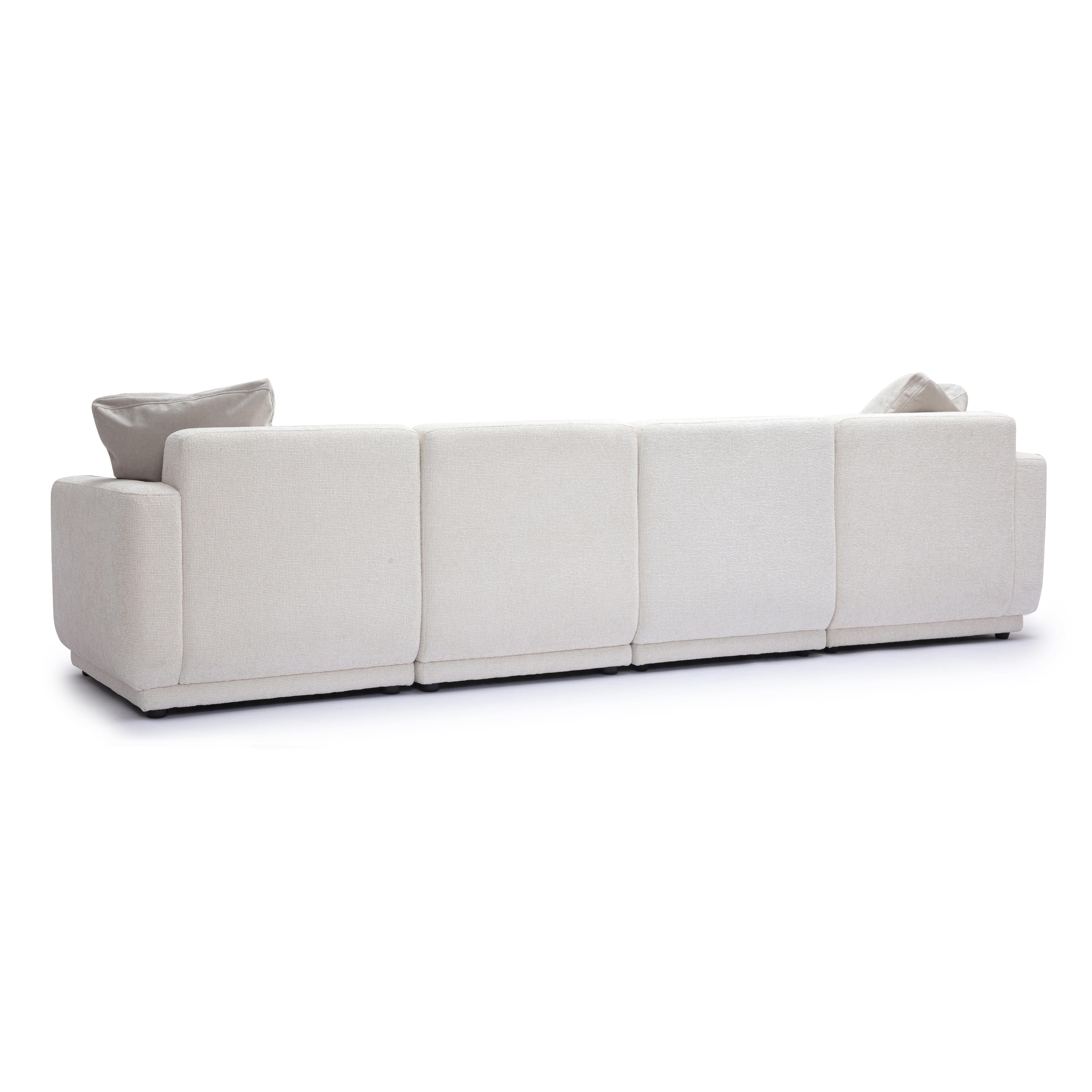 Perry 96" Cream Performance Chenille Modular Sofa