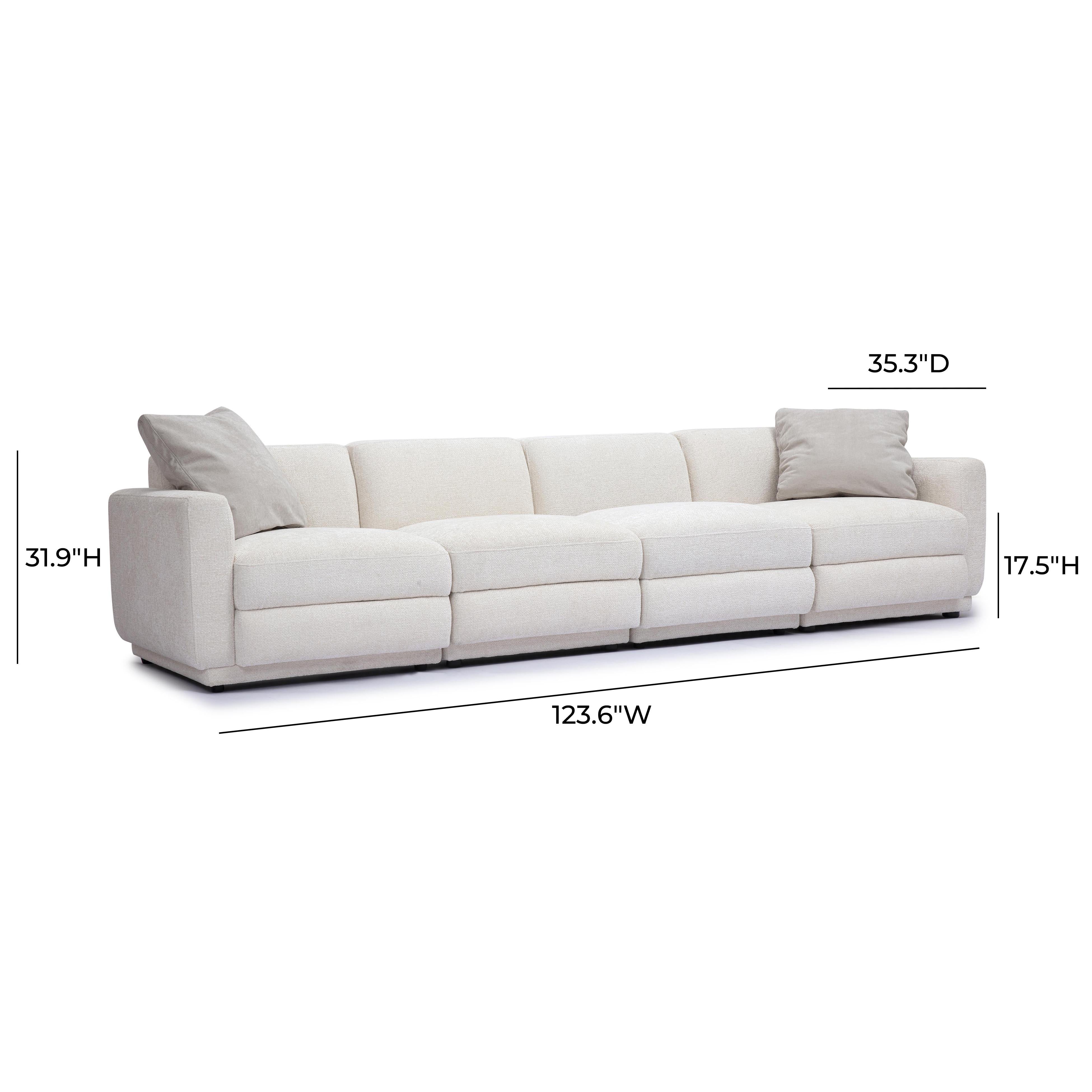 Perry 96" Cream Performance Chenille Modular Sofa