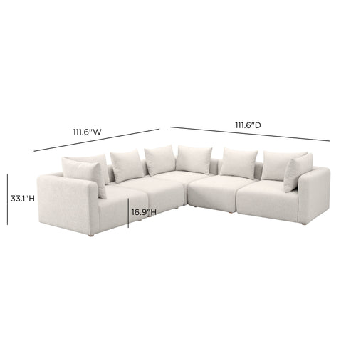 Hangover 5-Piece Contract-Grade Textured Fabric Modular L-Sectional