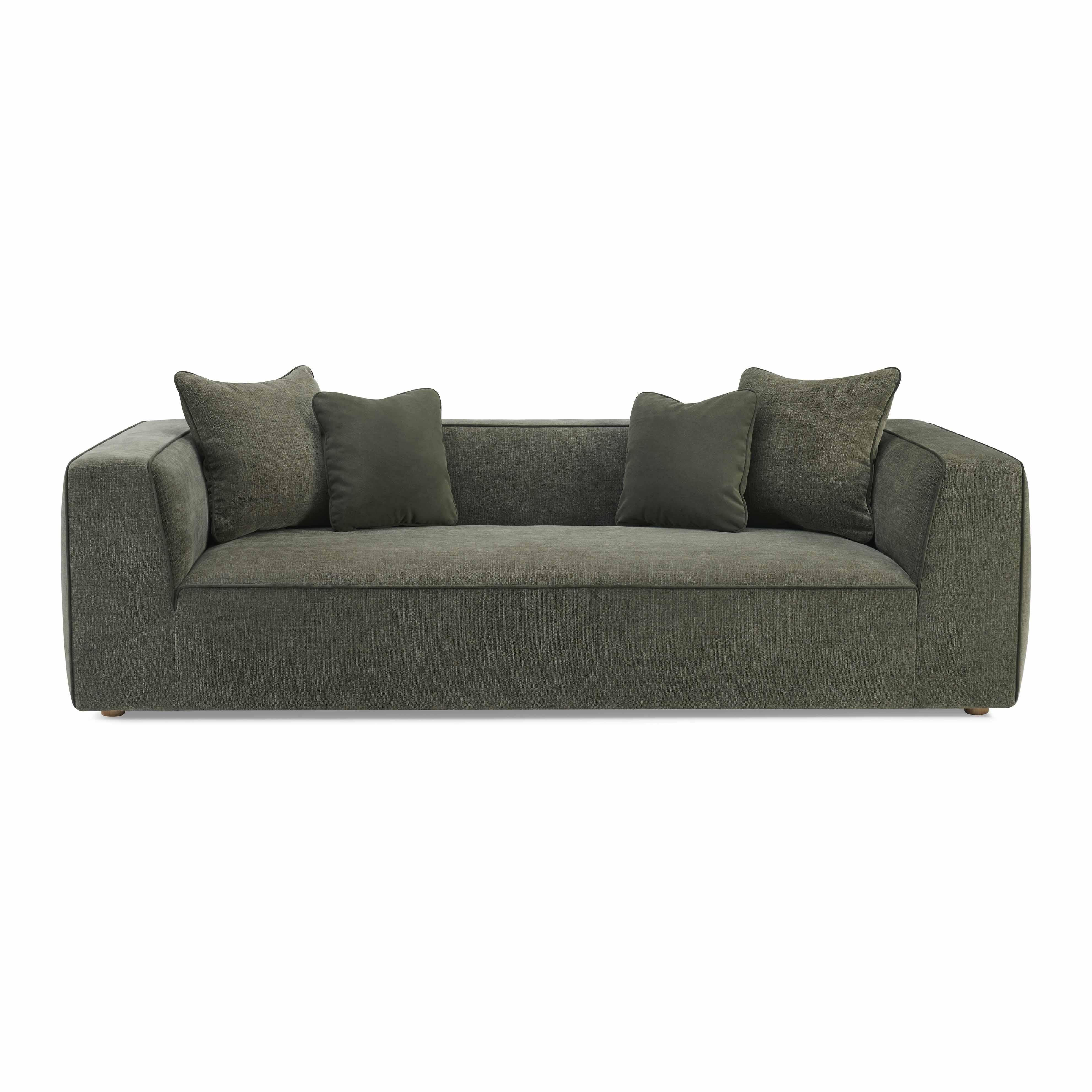 Tristine 96" Olive Green Upcycled Performance Basketweave Sofa
