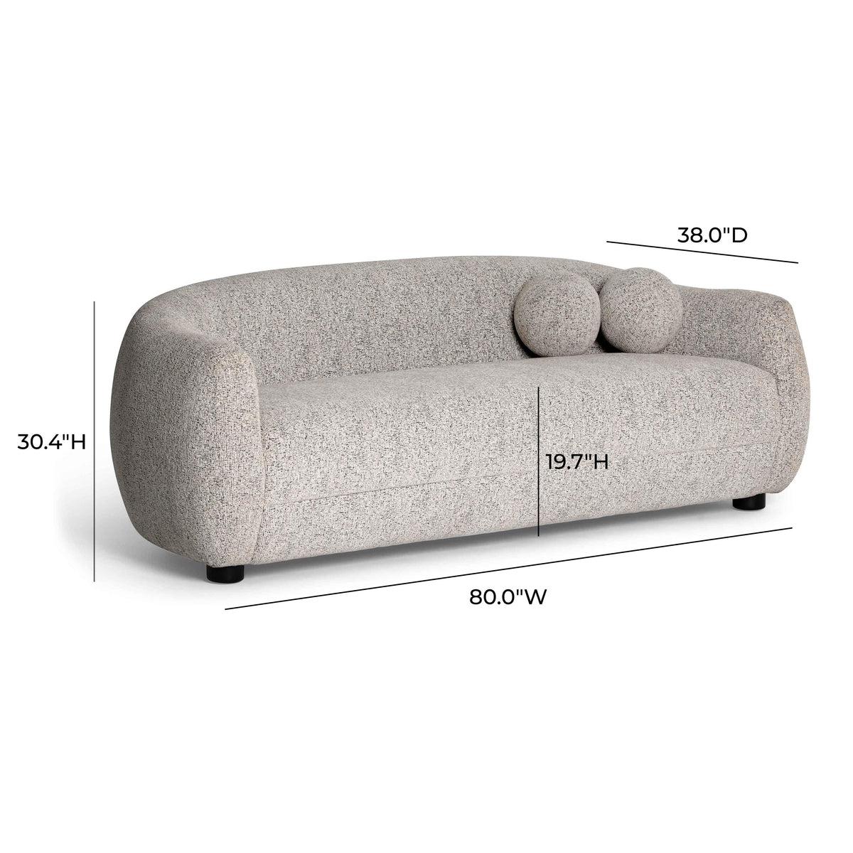 Judy 80" Black and White Woven Performance Fabric Sofa